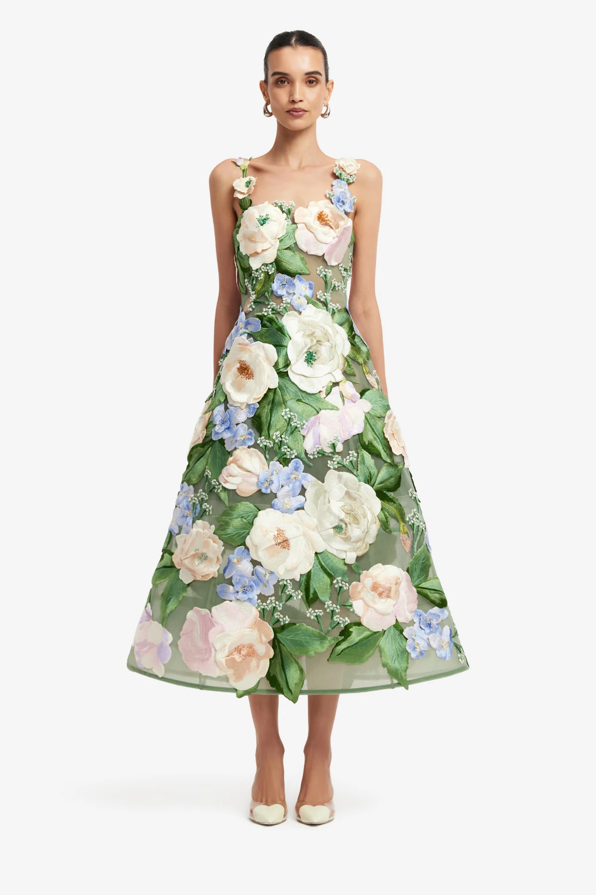 Beatrice Floral Hand-Embroidered Midi Dress - Blossom - Image 2
