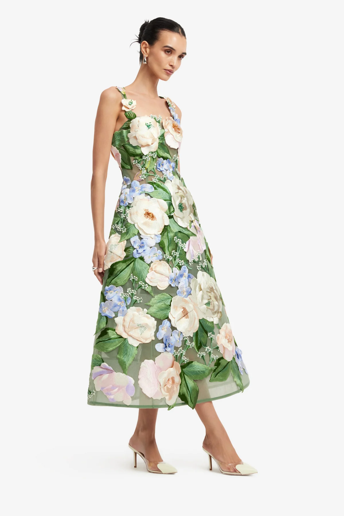 Beatrice Floral Hand-Embroidered Midi Dress - Blossom - Image 4