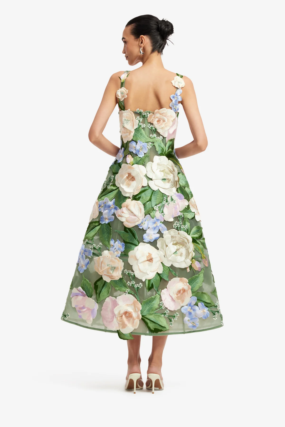 Beatrice Floral Hand-Embroidered Midi Dress - Blossom - Image 5