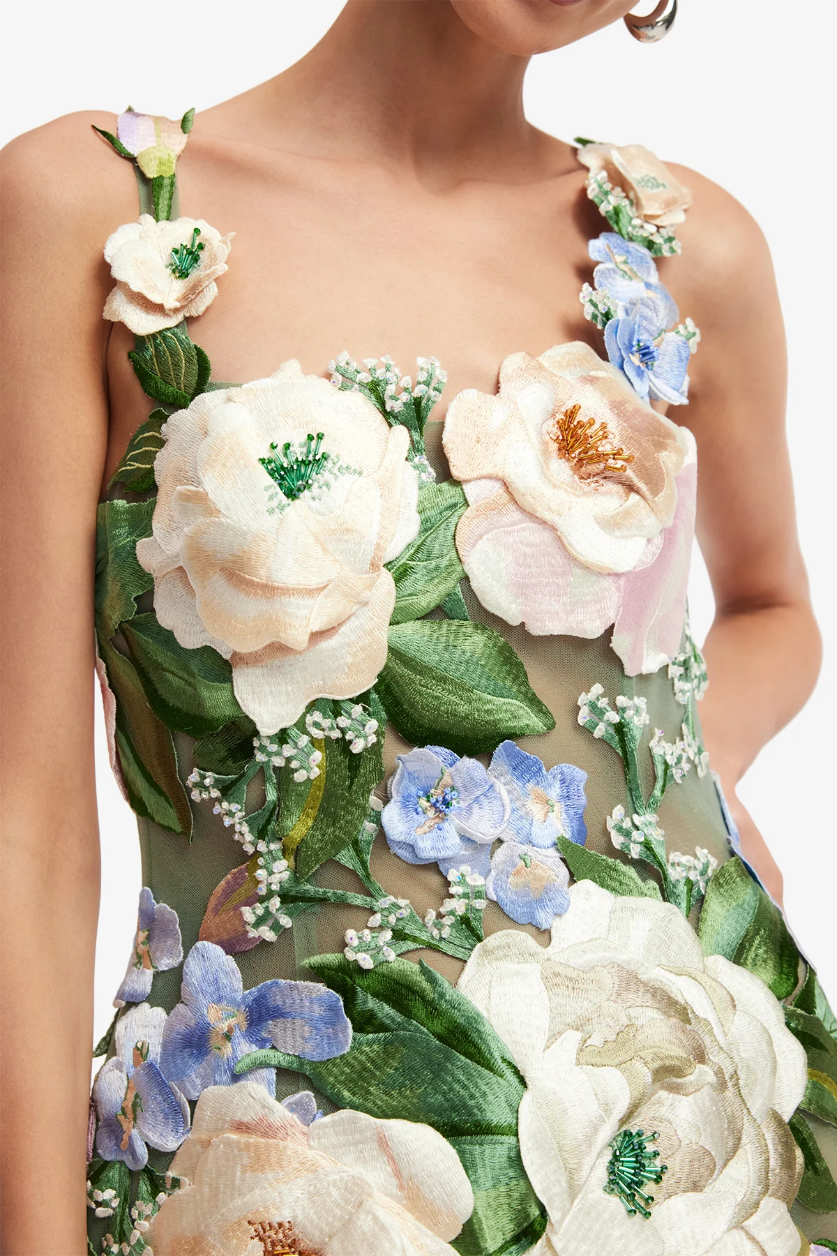 Beatrice Floral Hand-Embroidered Midi Dress - Blossom - Image 6