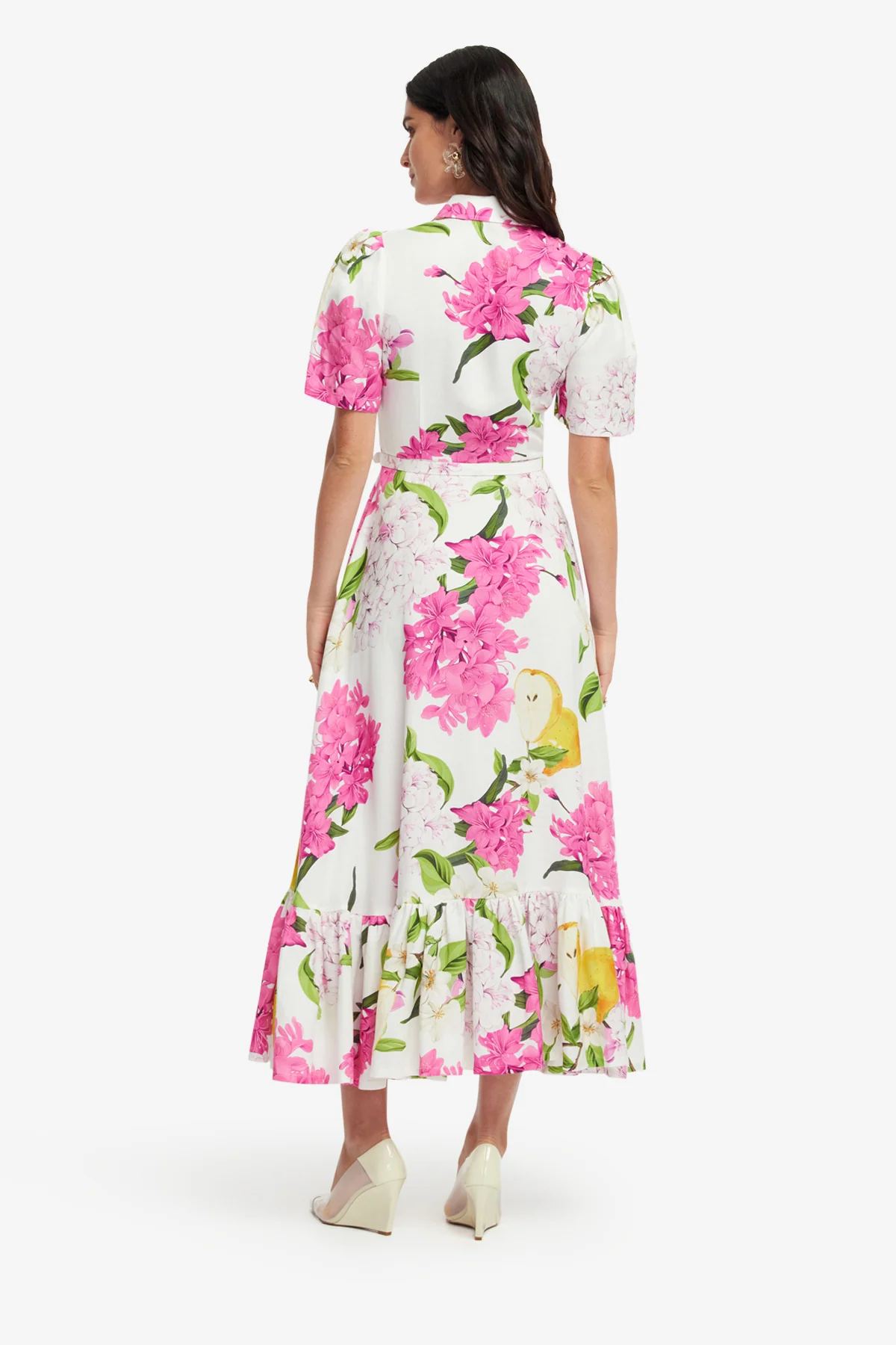 Becca Short Sleeve Midi Dress - Floral Pear Print - Image 5