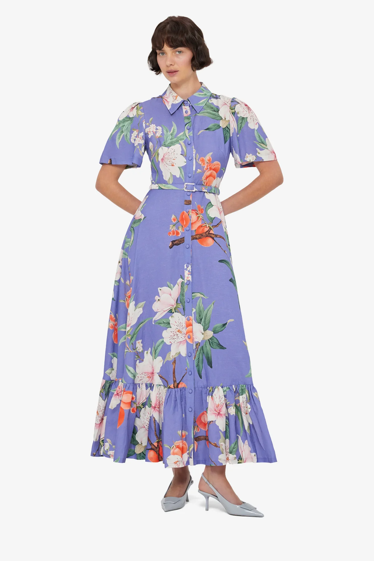 Becca Short Sleeve Midi Dress - Lavish Print in Moonlight - Image 3