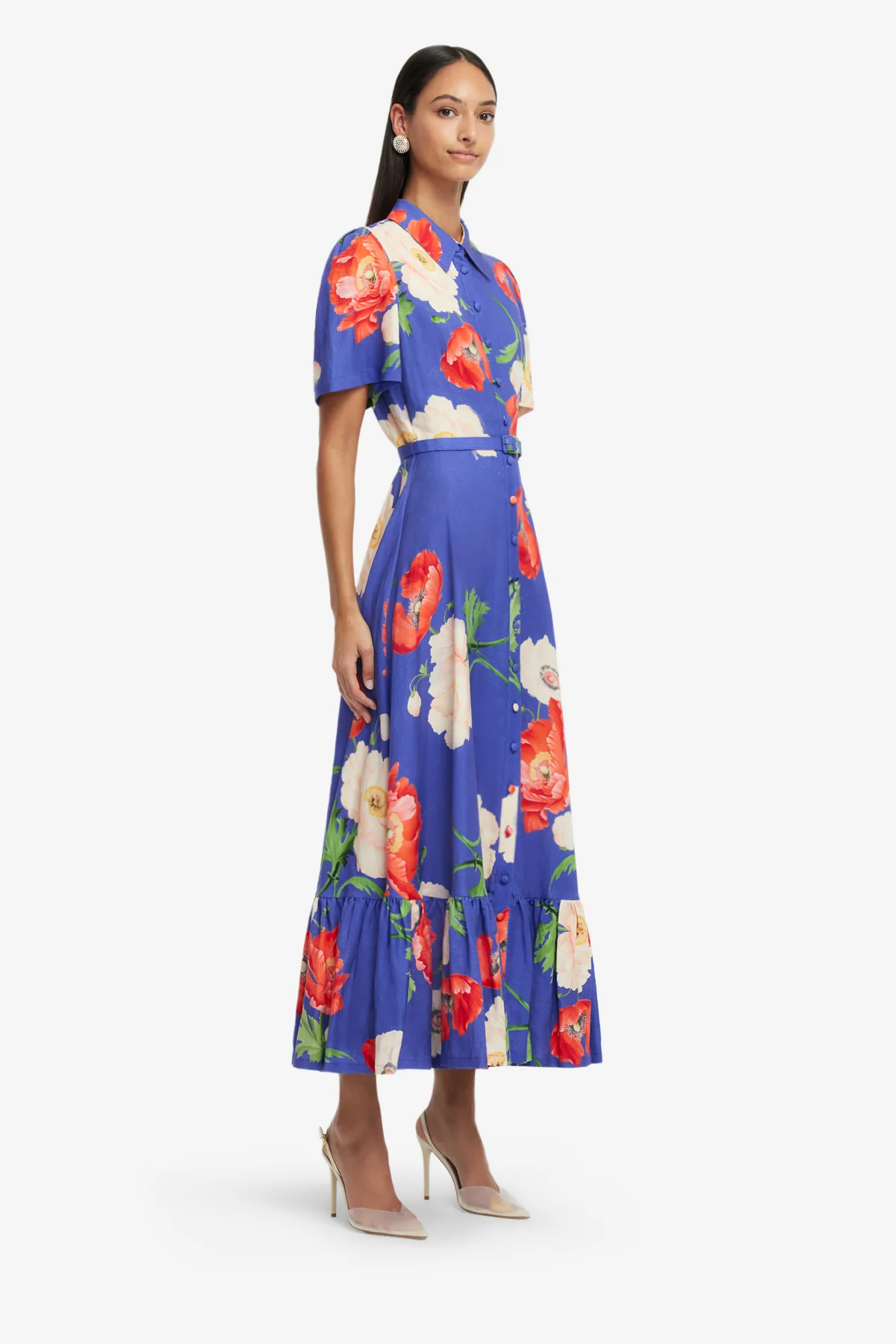 Becca Short Sleeve Midi Dress - Poppy Print - Image 4