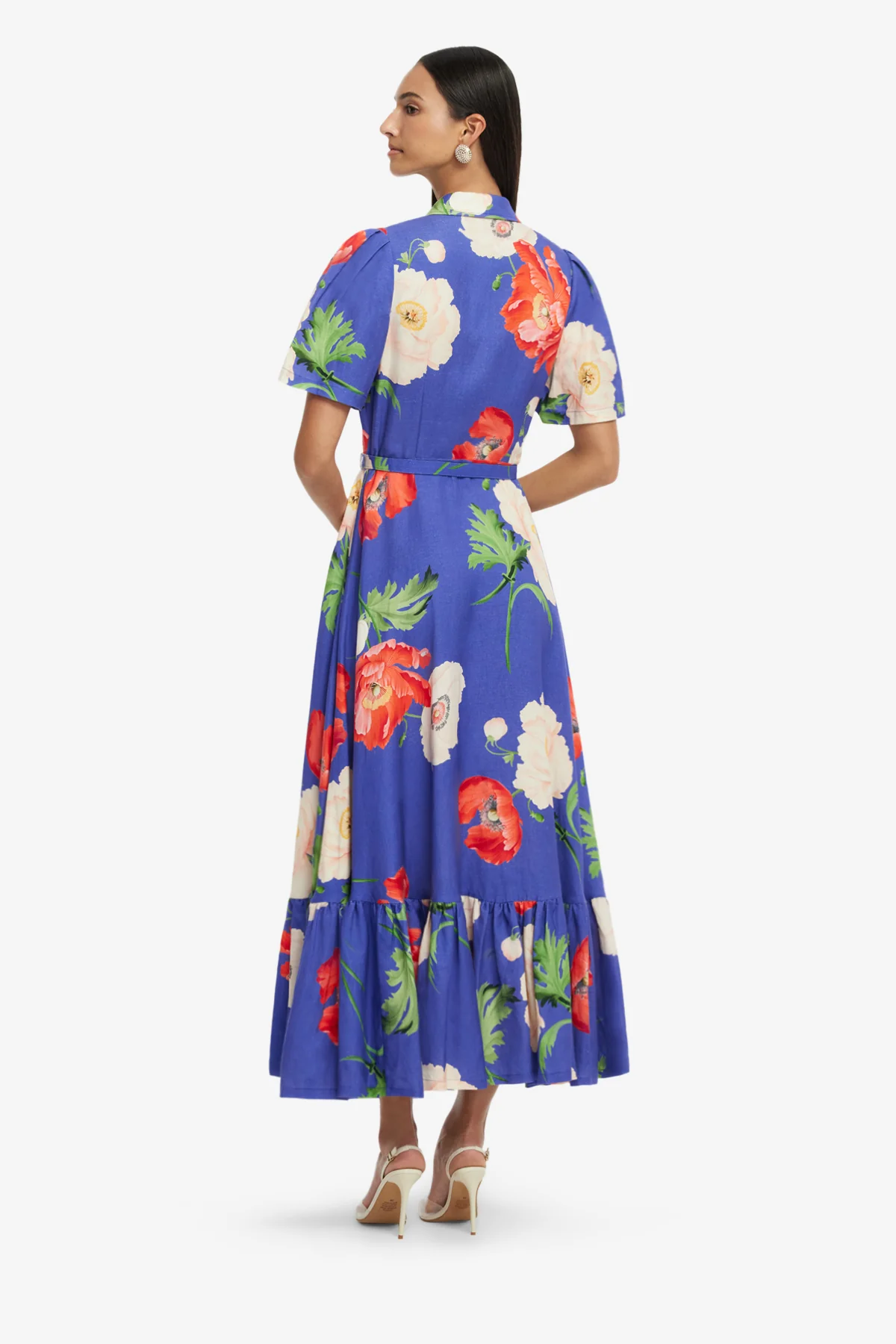 Becca Short Sleeve Midi Dress - Poppy Print - Image 5