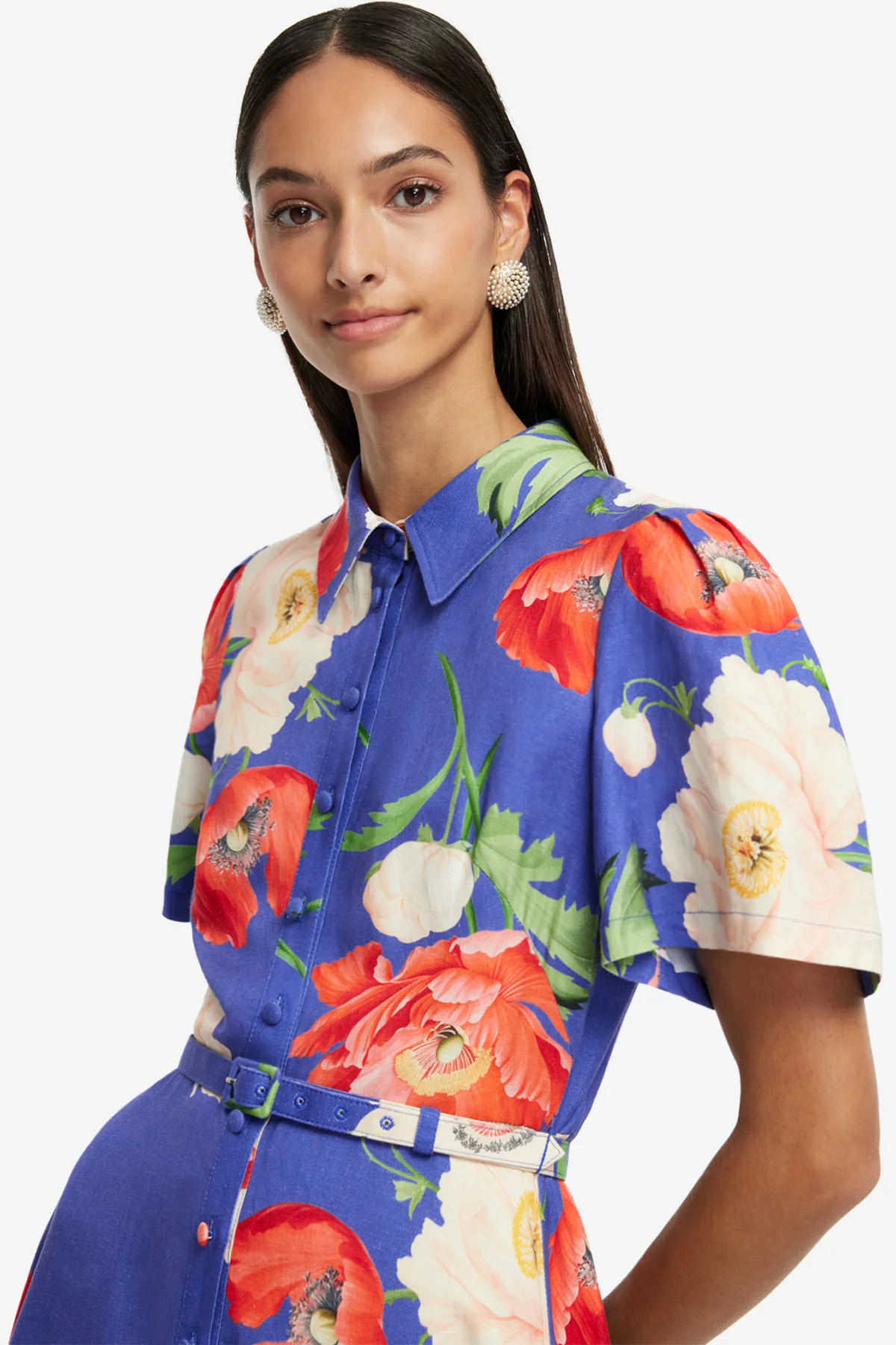 Becca Short Sleeve Midi Dress - Poppy Print - Image 6