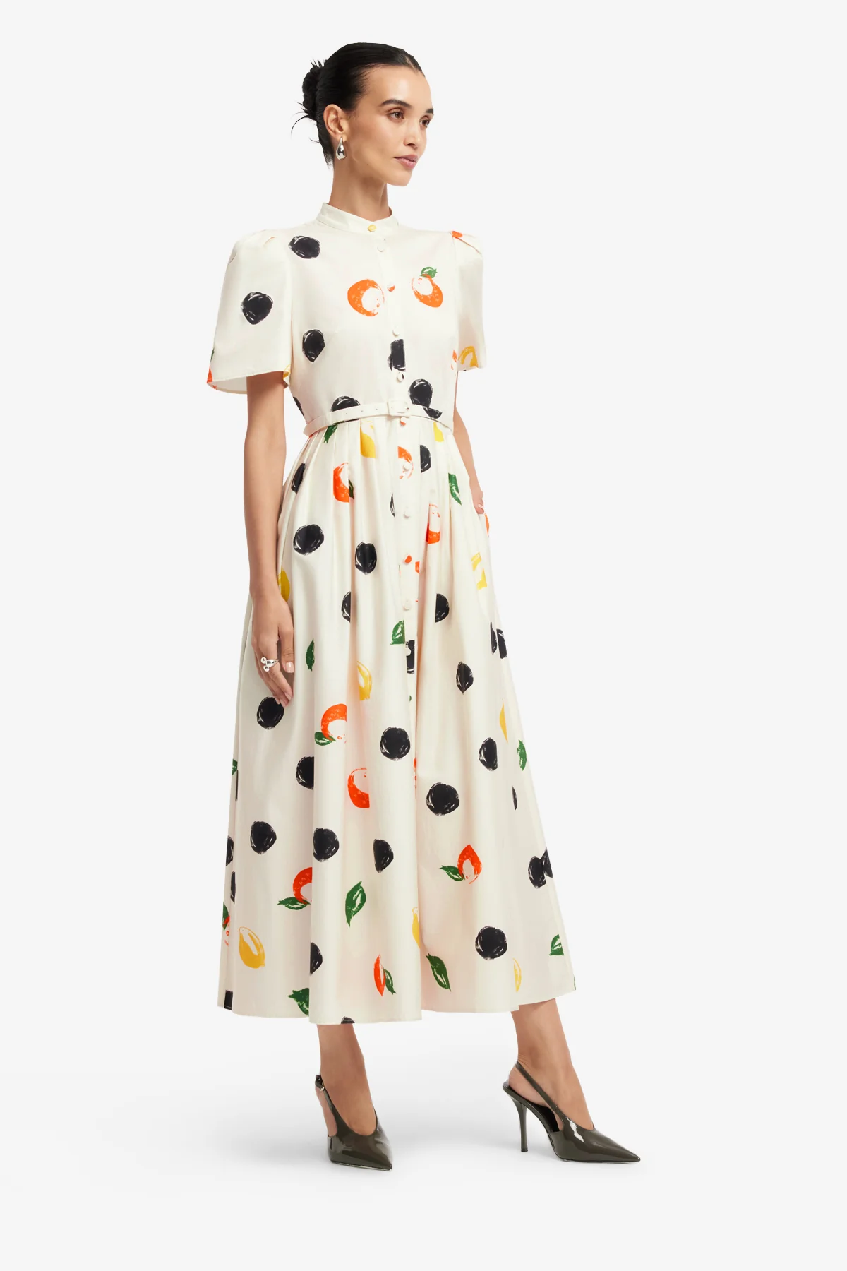 Bianca Short Sleeve Midi Dress - Citrus Spots - Image 4