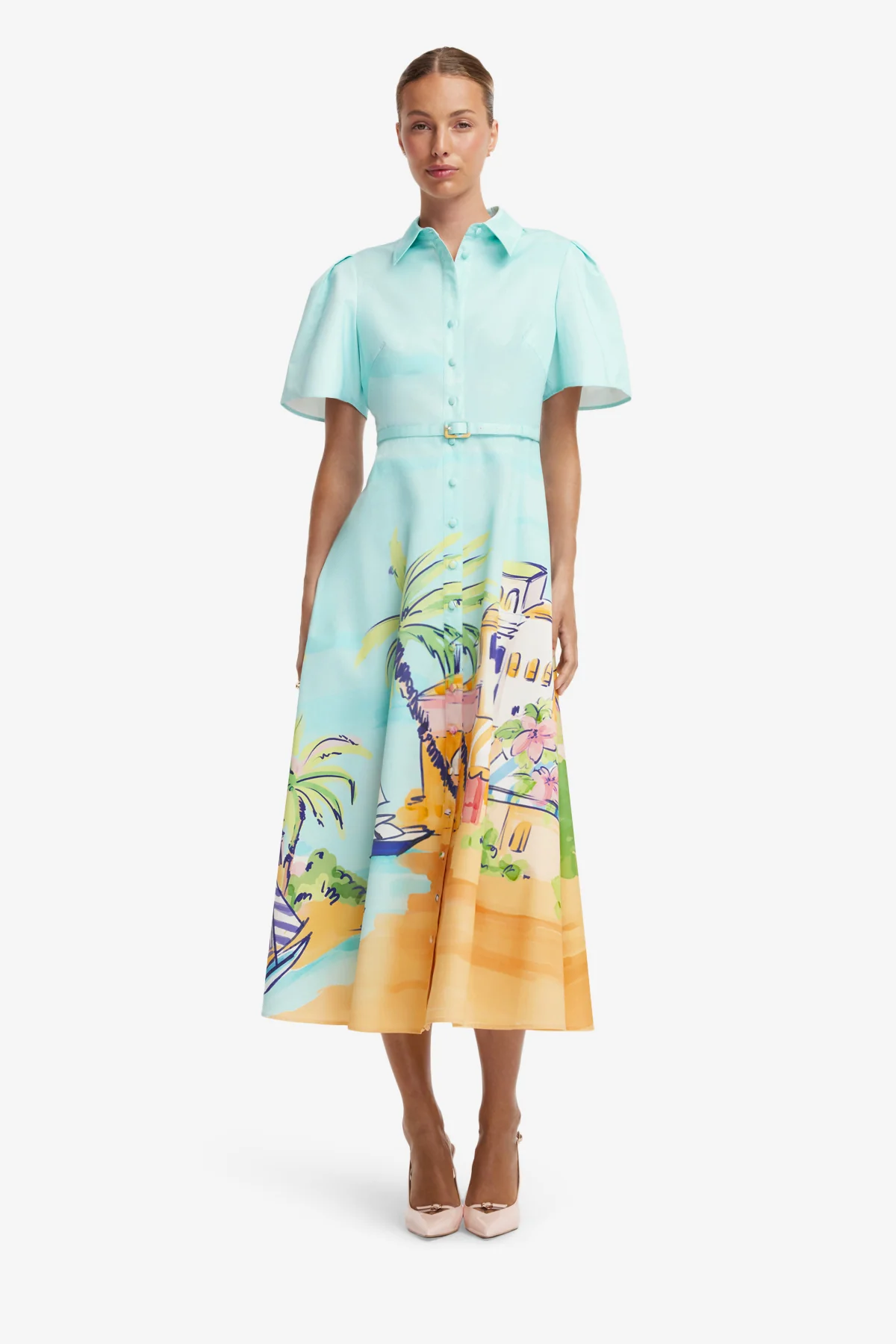 Bianca Short Sleeve Midi Dress - Voyage Print - Image 3