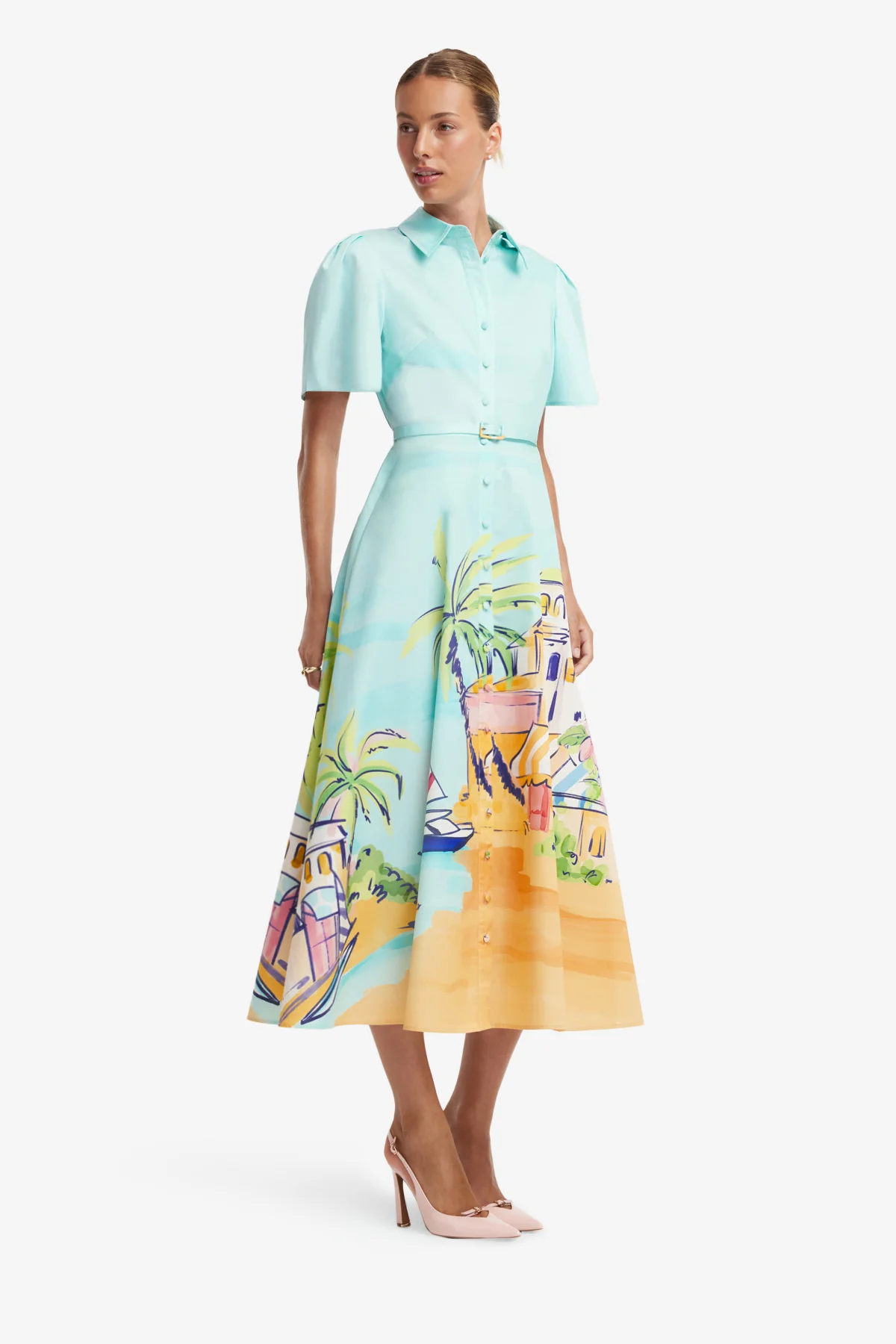 Bianca Short Sleeve Midi Dress - Voyage Print - Image 4