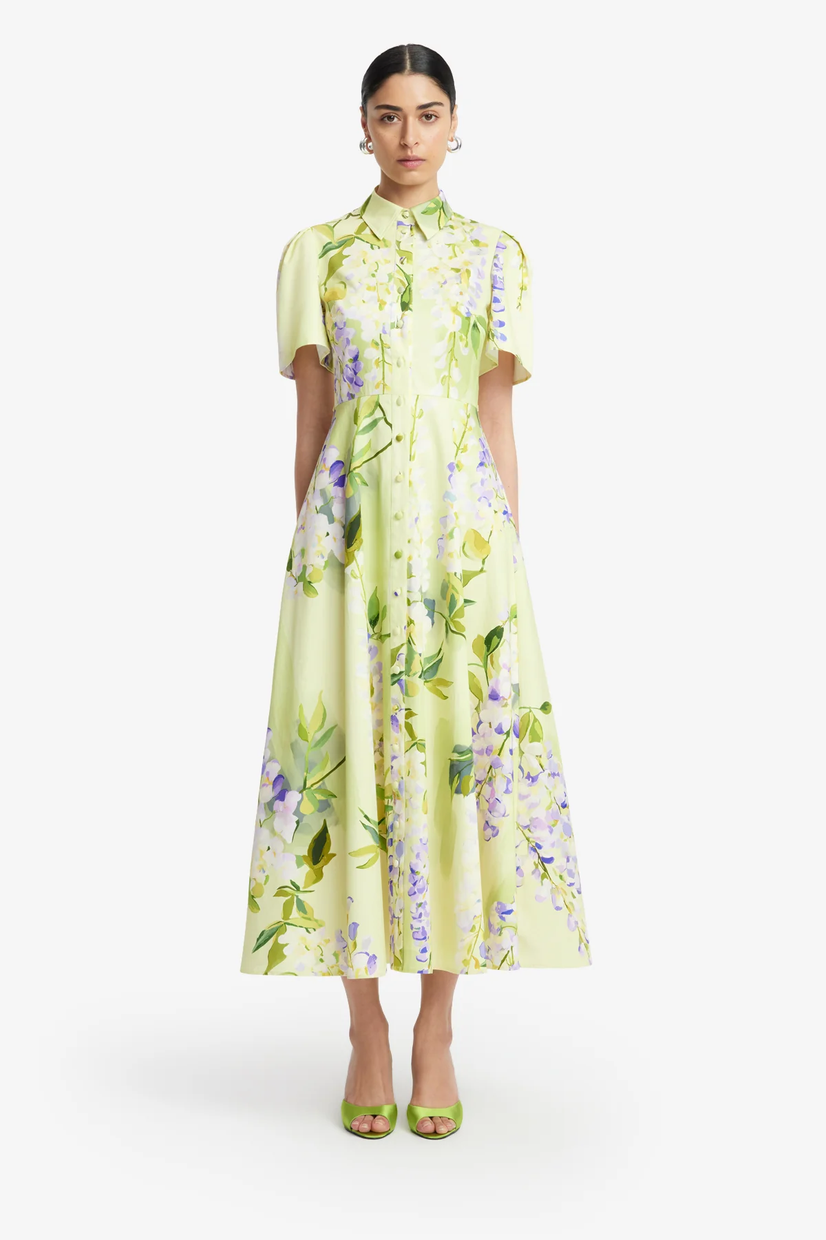 Bianca Short Sleeve Midi Dress - Wisteria Print - Image 2