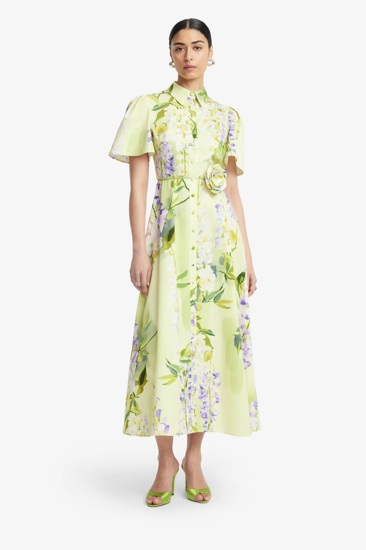 Bianca Short Sleeve Midi Dress - Wisteria Print - Image 3