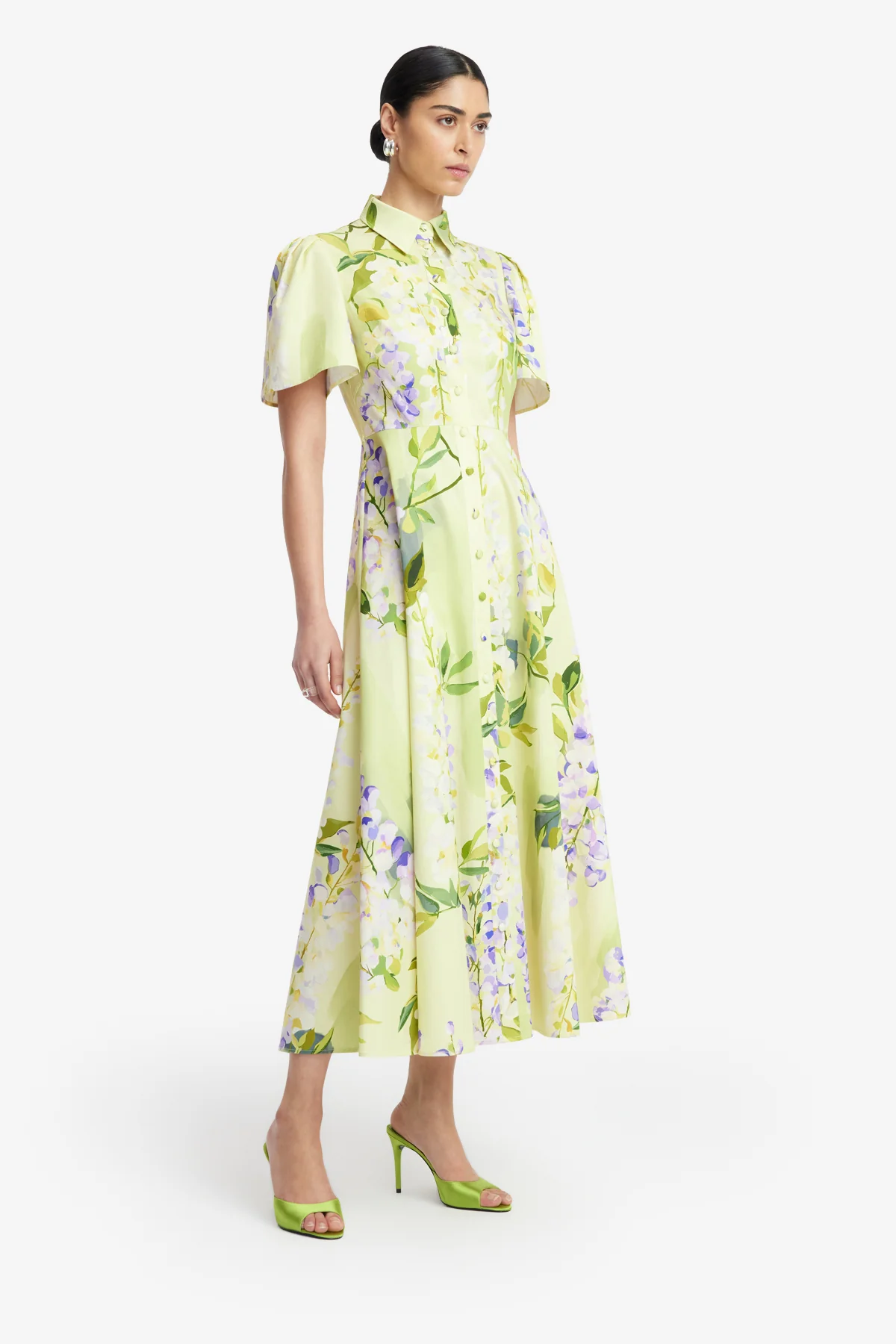 Bianca Short Sleeve Midi Dress - Wisteria Print - Image 4
