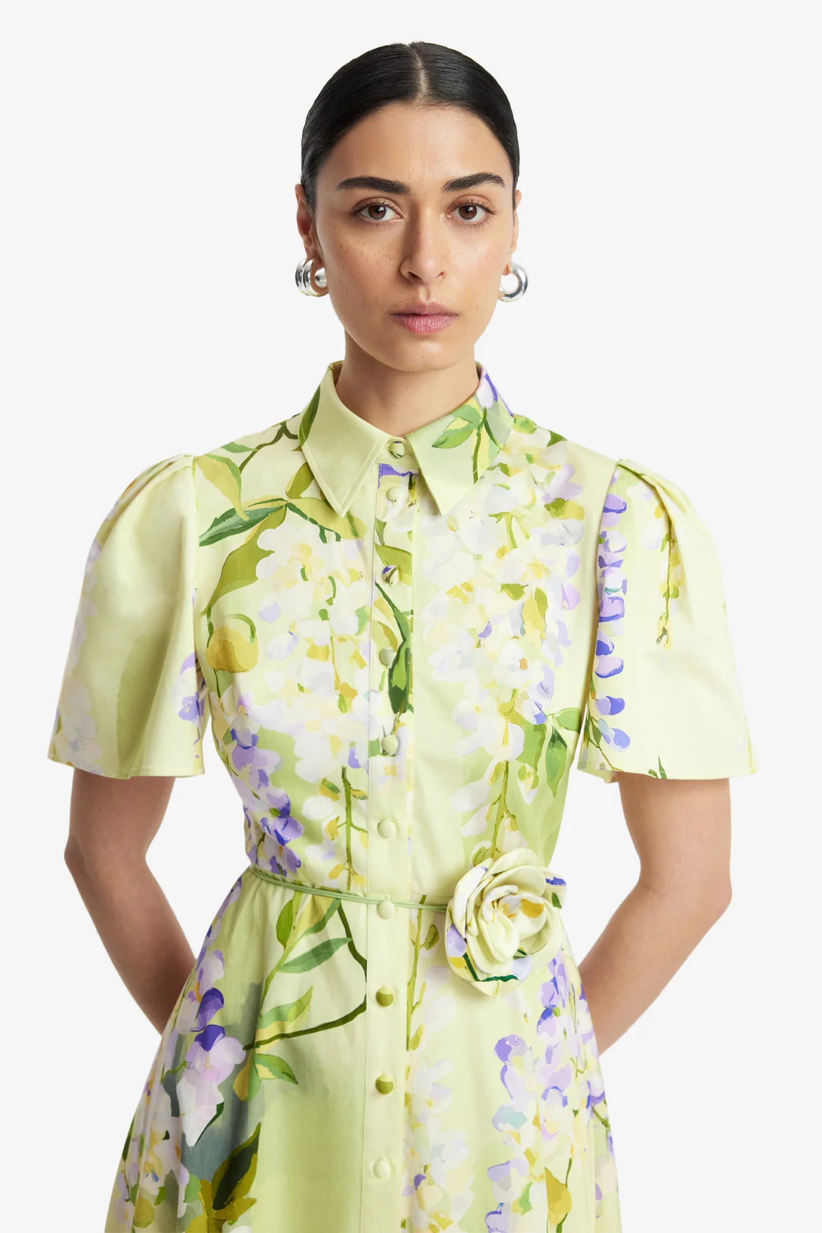 Bianca Short Sleeve Midi Dress - Wisteria Print - Image 6