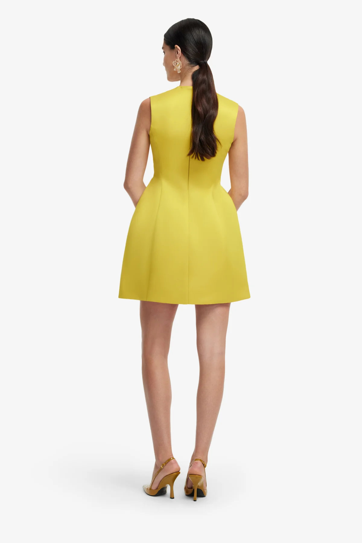 Bree V Neck Embroidery Mini Dress - Mustard - Image 5