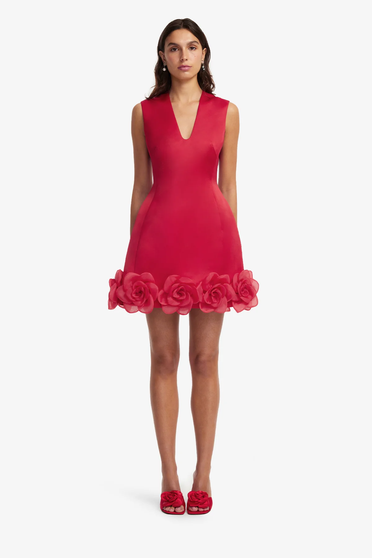 Bree V Neck Mini Dress - Scarlet - Image 2