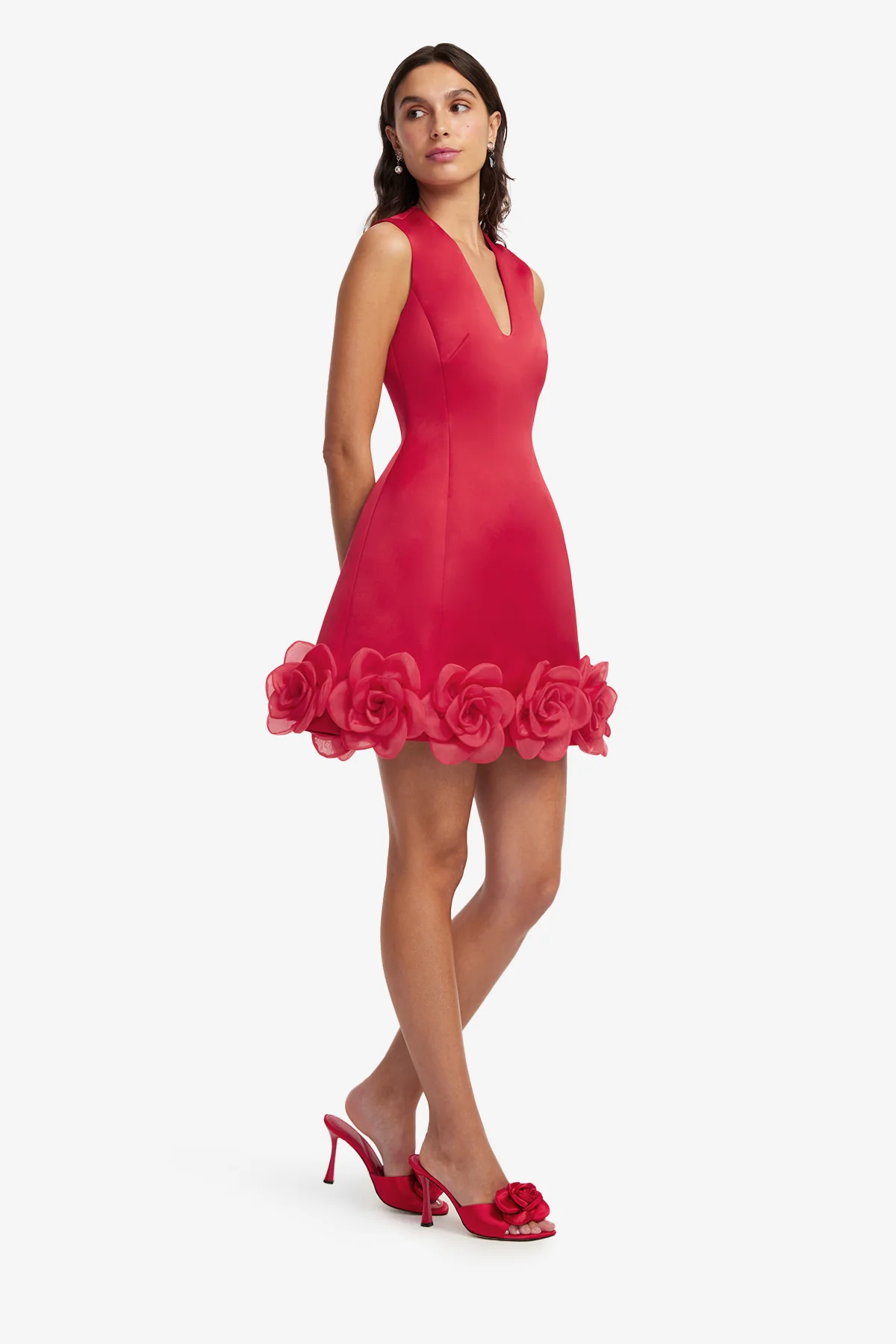 Bree V Neck Mini Dress - Scarlet - Image 4