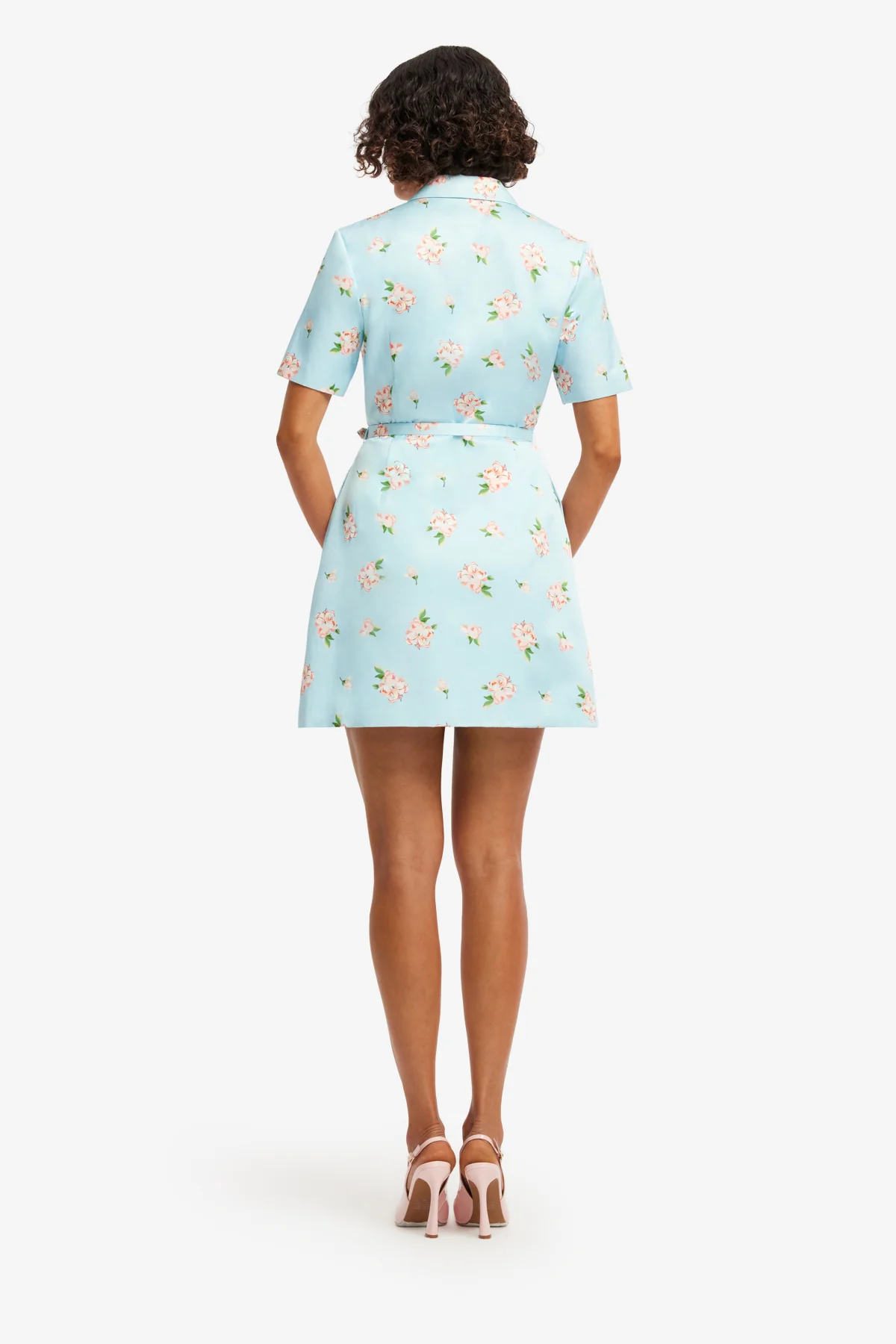 Brigitte Mini Dress - Ditsy Floral Print in Blue - Image 5