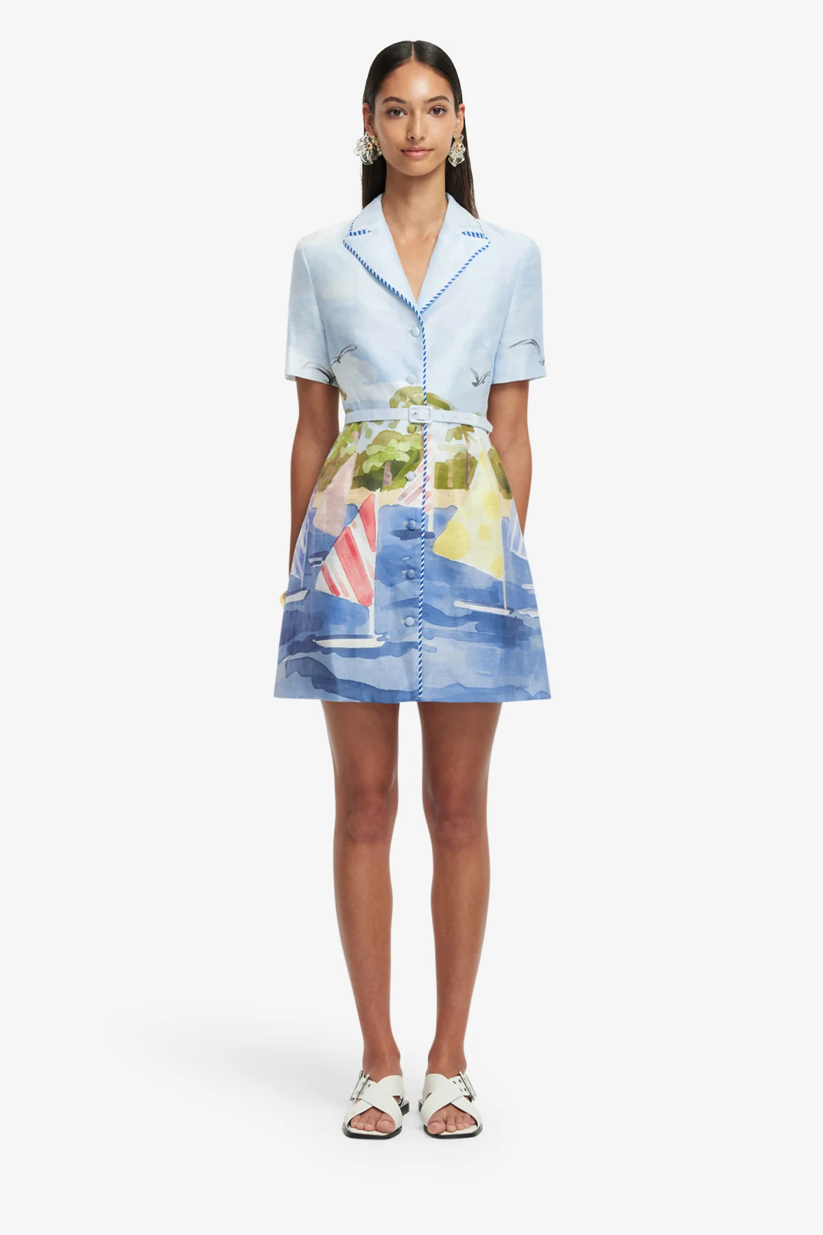 Brigitte Mini Dress - Nautical Print - Image 2