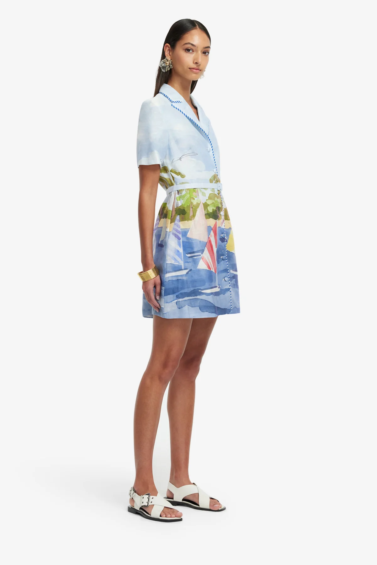 Brigitte Mini Dress - Nautical Print - Image 4