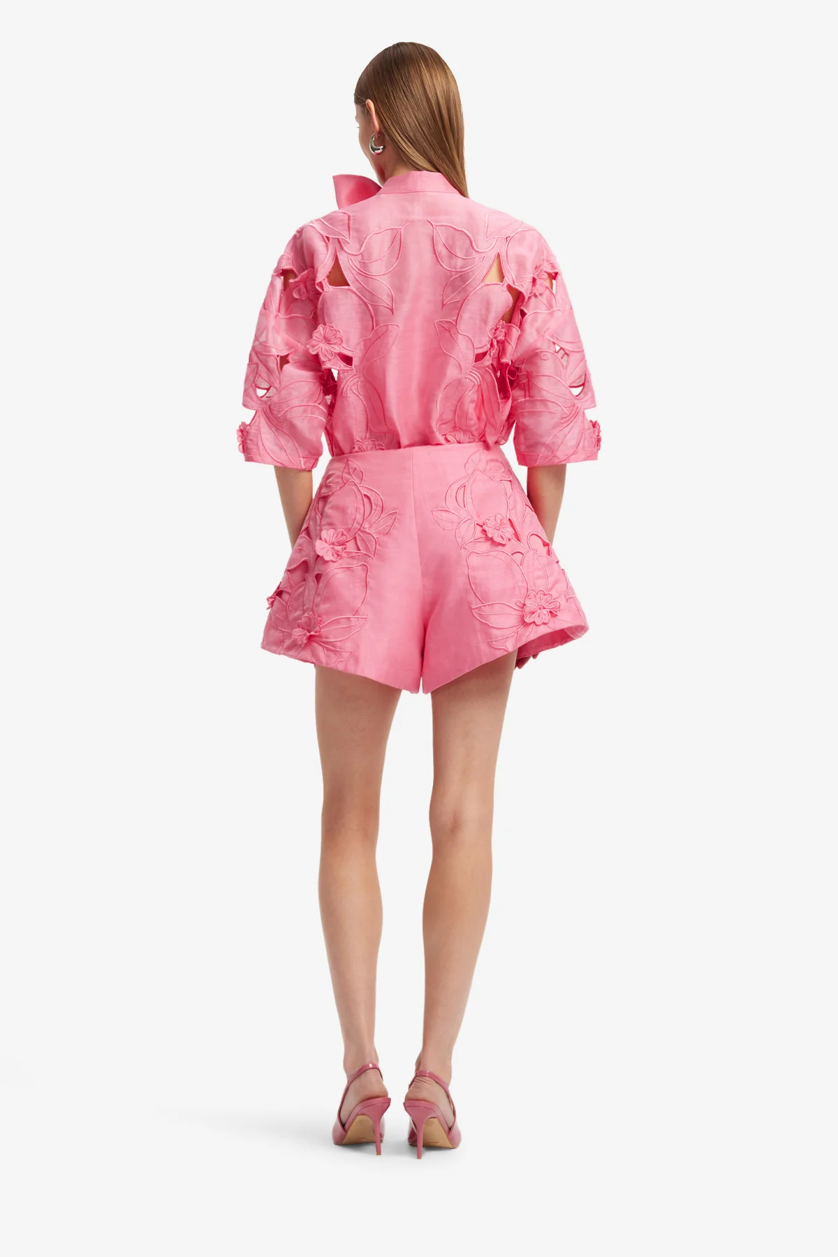 Brooklyn Appliqué Bow Puff Sleeve Top - Fuchsia - Image 5