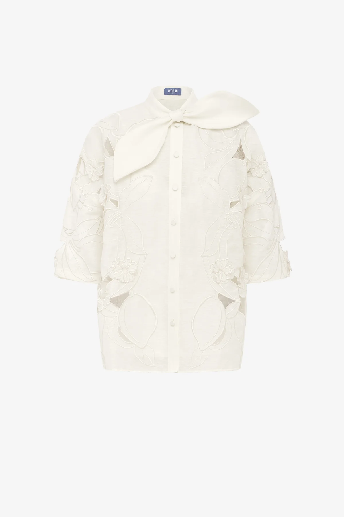 Brooklyn Appliqué Bow Puff Sleeve Top - Snow