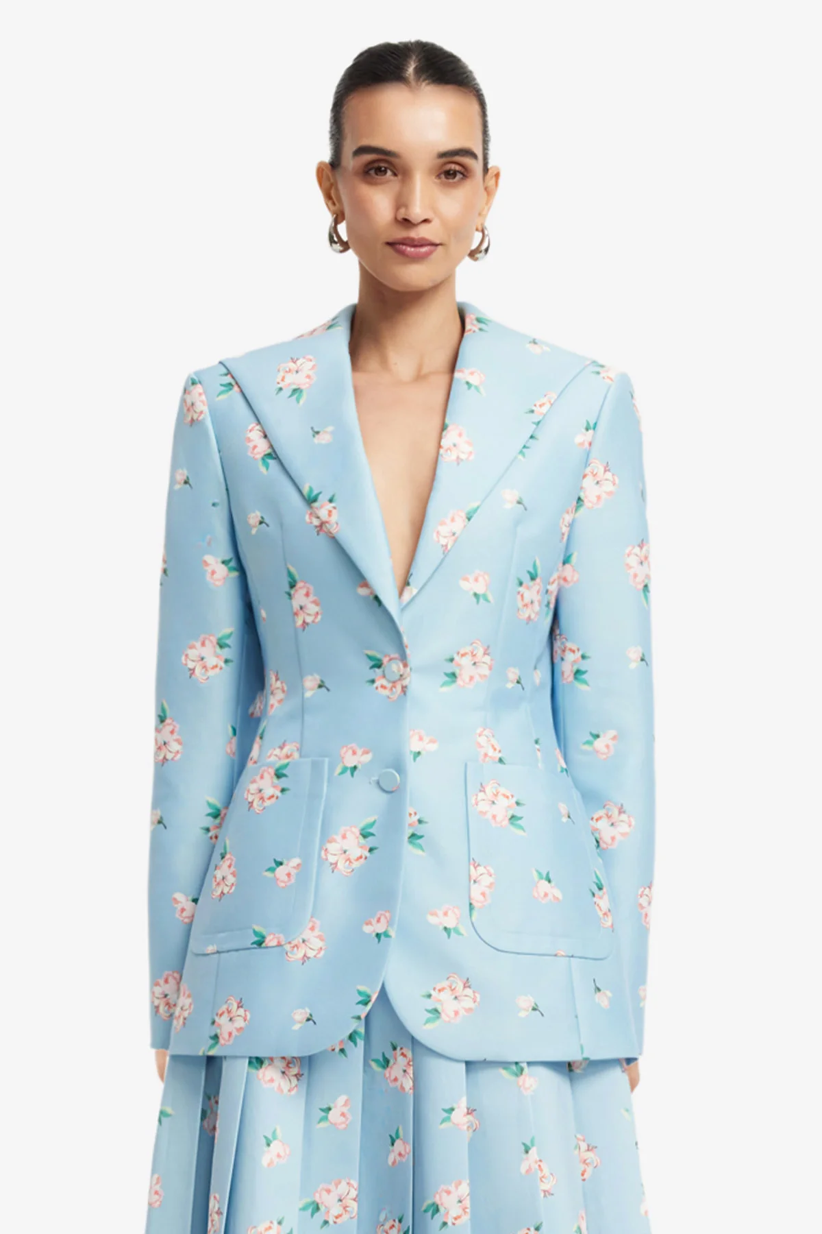 Brynn Blazer - Ditsy Floral Print in Blue - Image 2