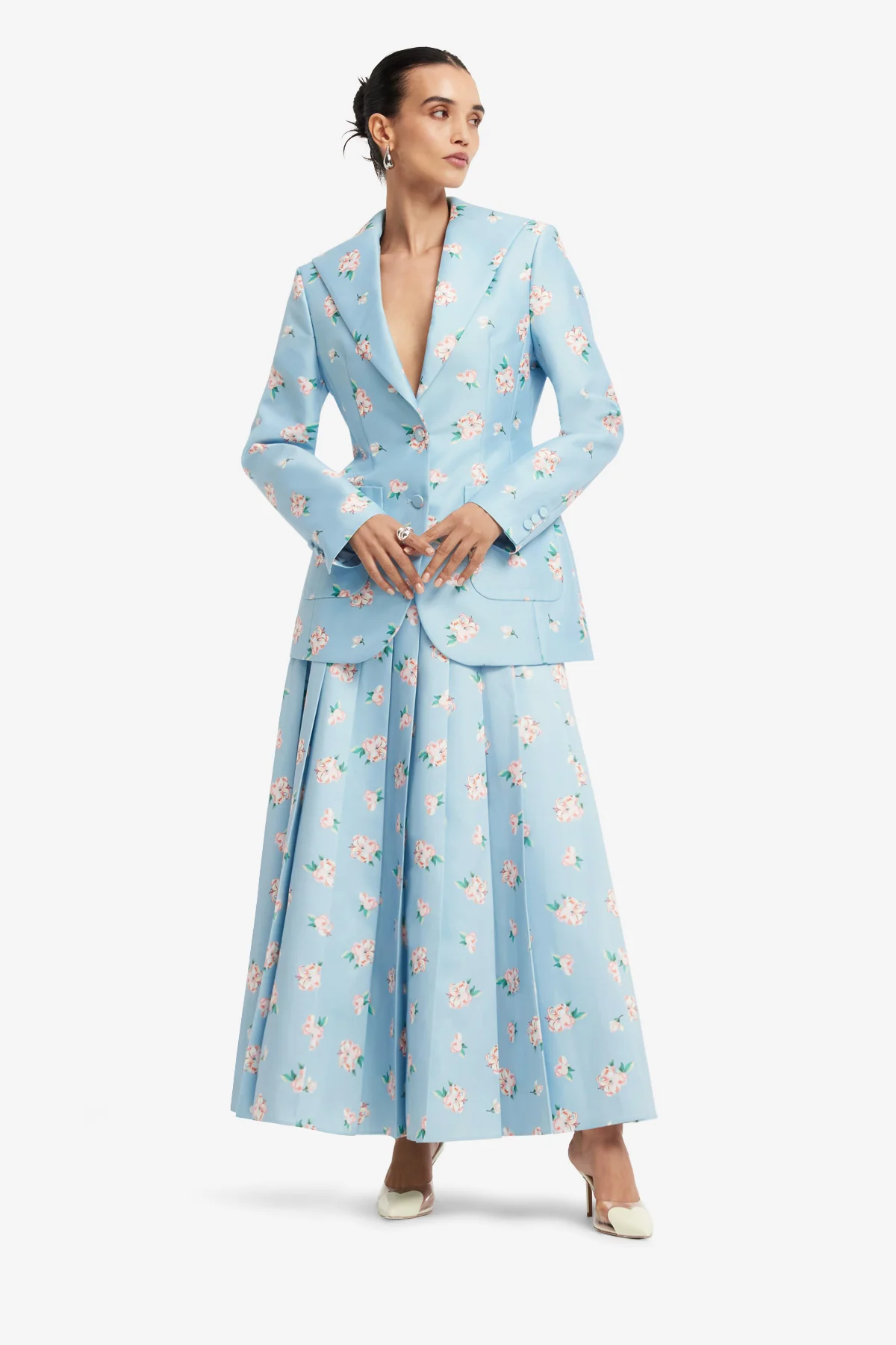 Brynn Blazer - Ditsy Floral Print in Blue - Image 3