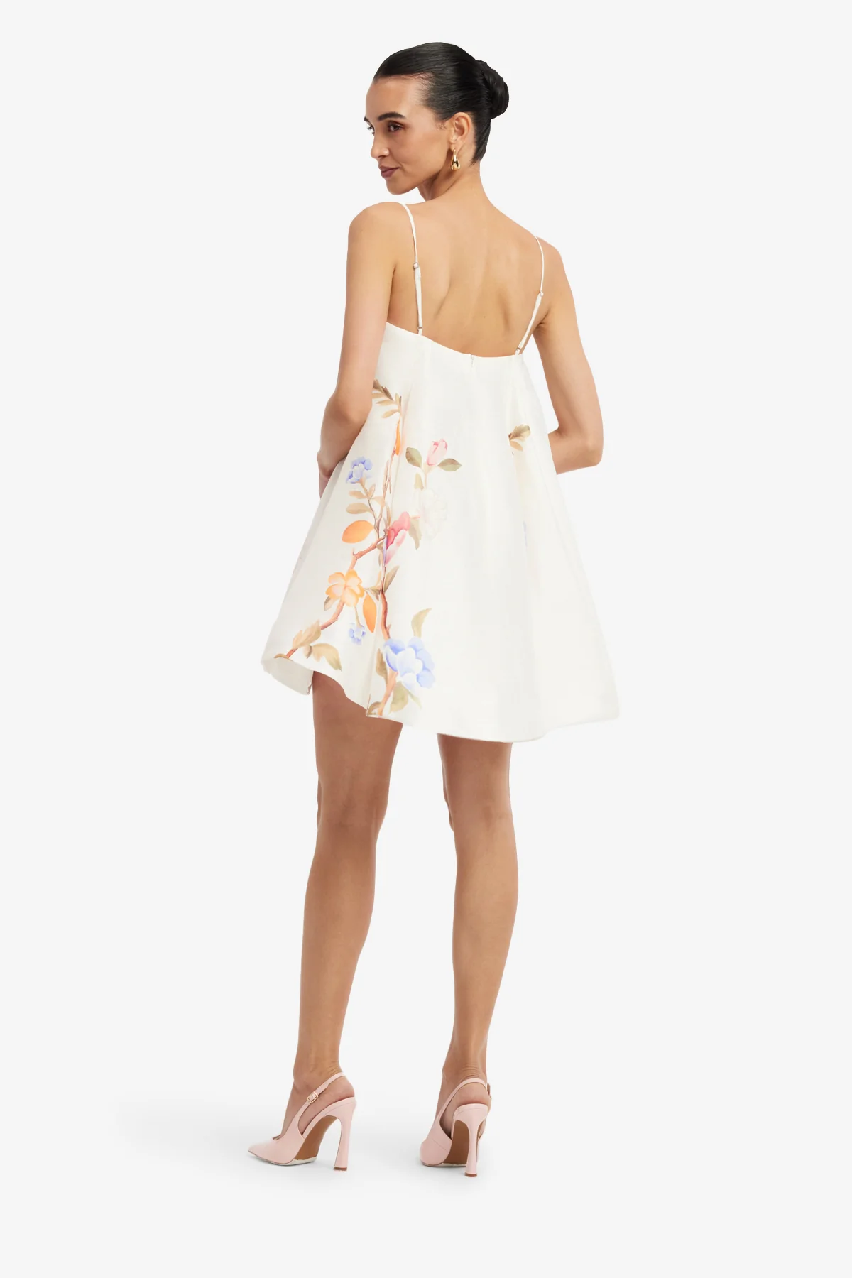 Caitlin Mini Dress - Lemon Vine Print in Snow - Image 5