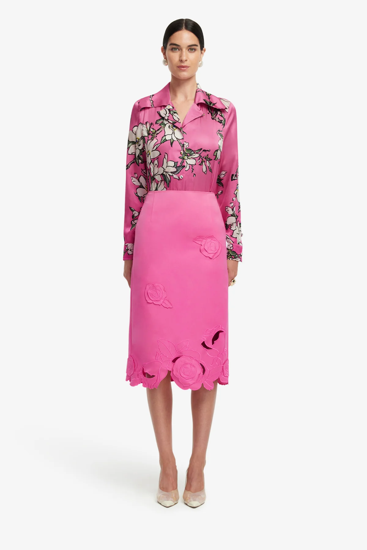 Carly Appliqué Midi Skirt - Pink - Image 2