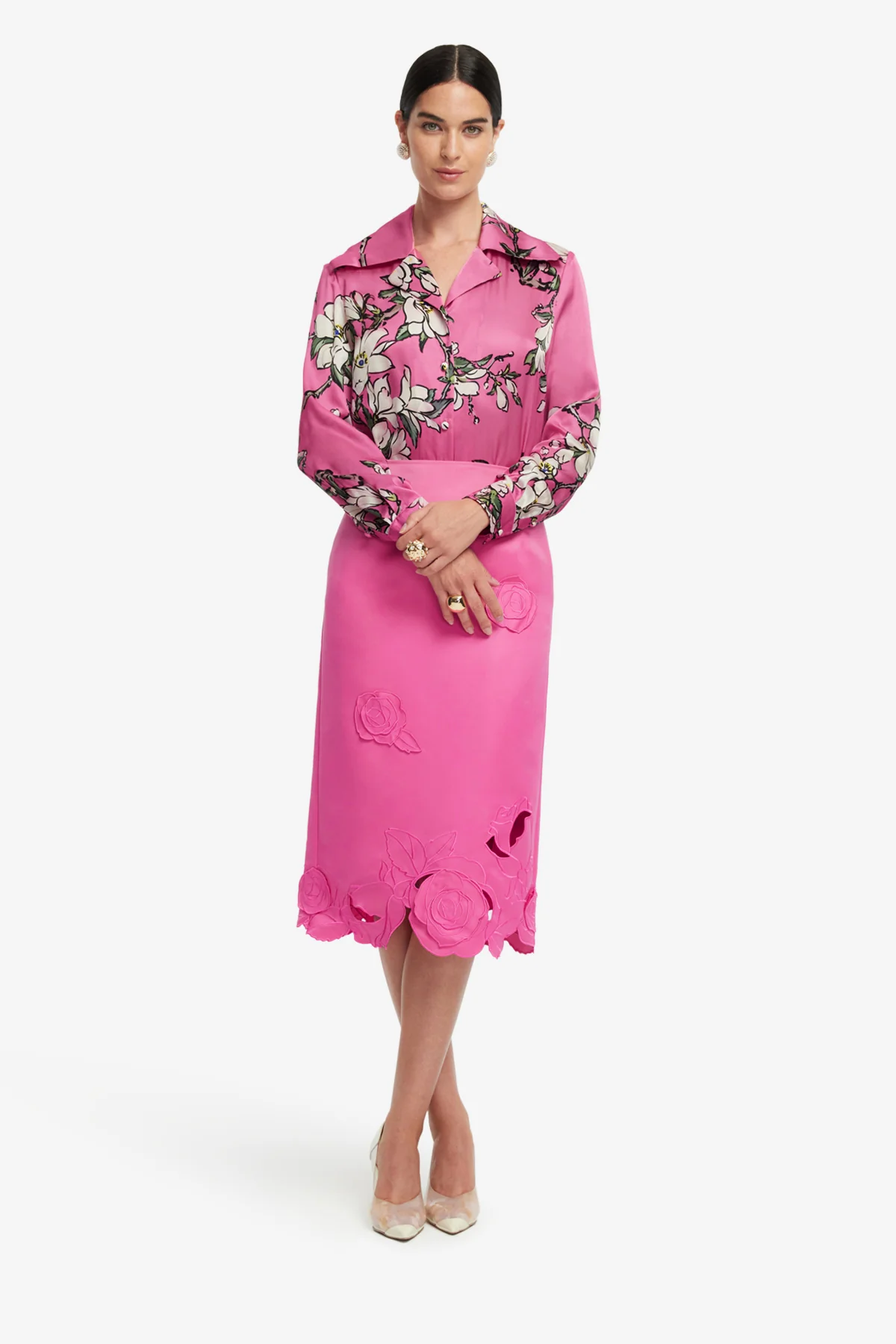 Carly Appliqué Midi Skirt - Pink - Image 3