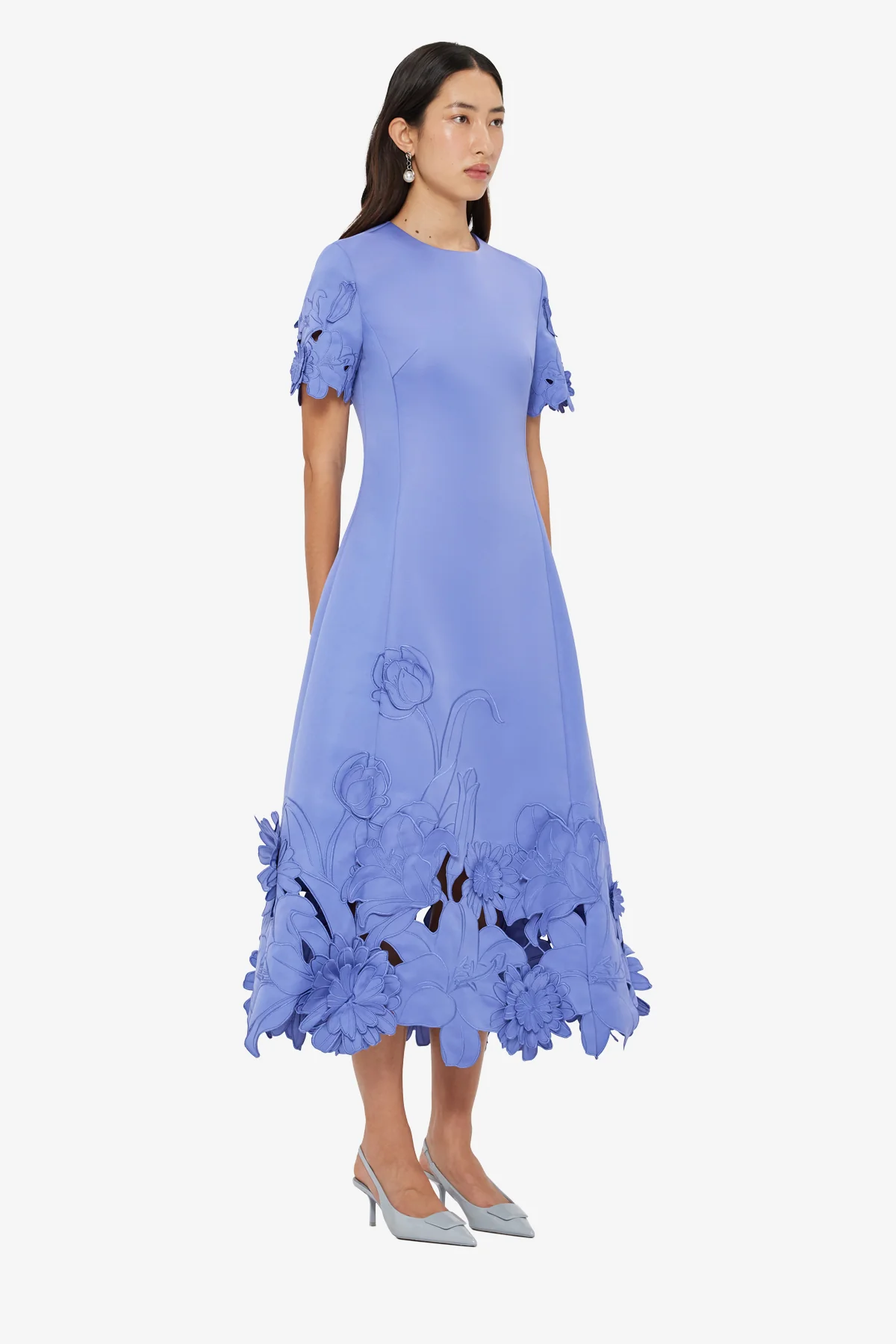 Caroline Appliqué Short Sleeve Midi Dress - Moonlight - Image 4