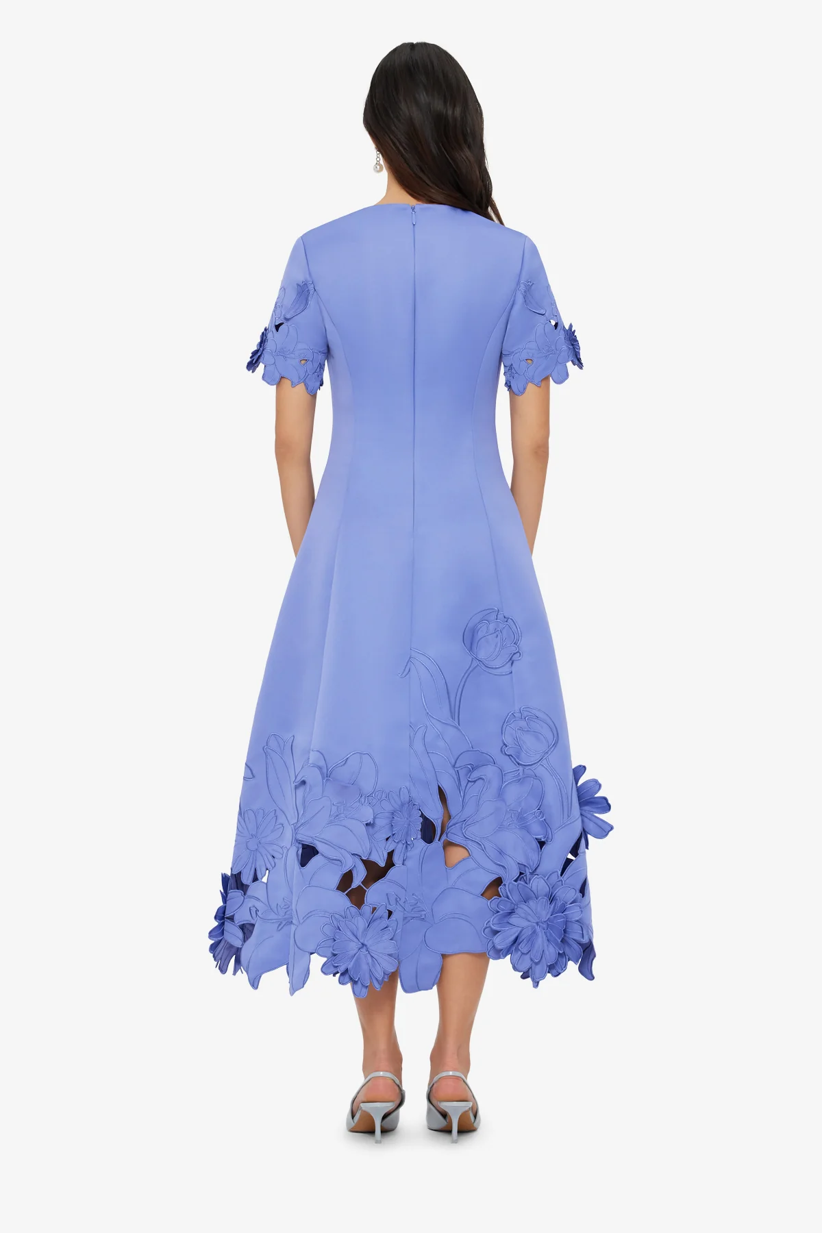 Caroline Appliqué Short Sleeve Midi Dress - Moonlight - Image 5