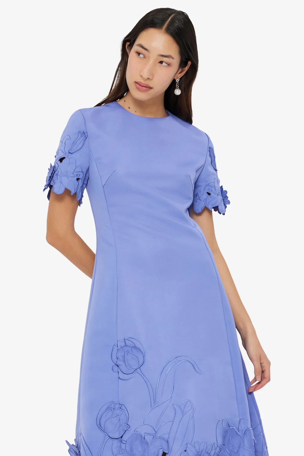Caroline Appliqué Short Sleeve Midi Dress - Moonlight - Image 6