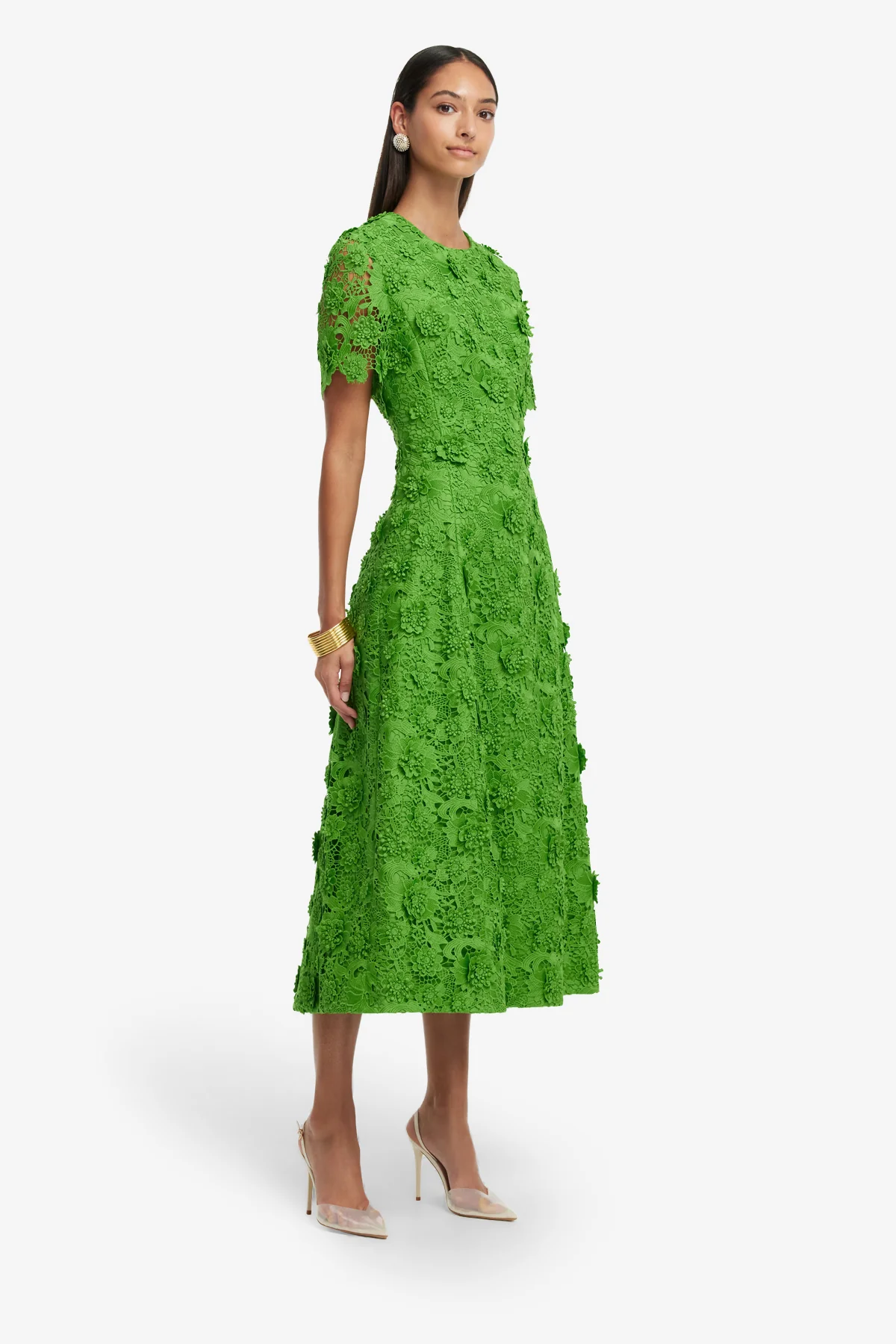 Caroline Lace Short Sleeve Midi Dress - Fern - Image 4
