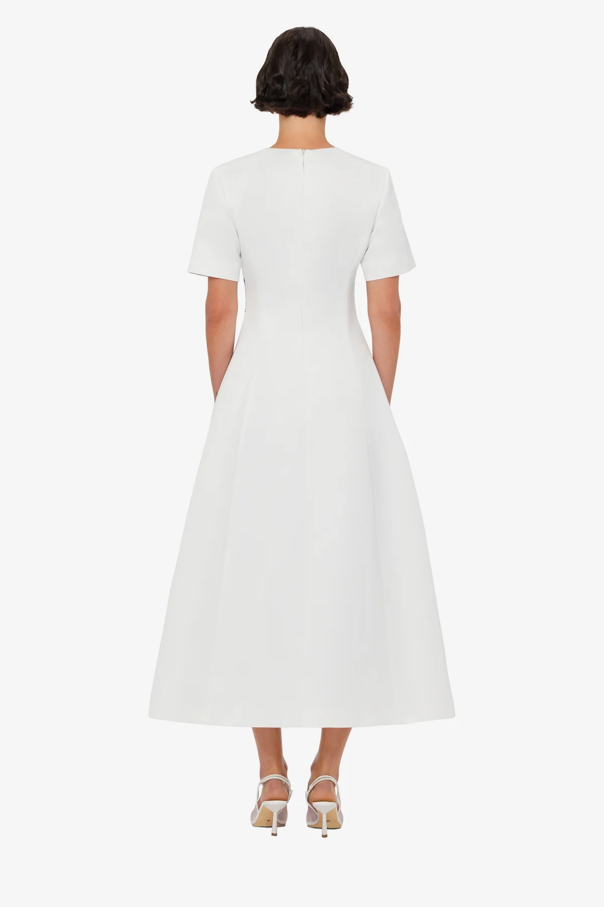 Caroline Short Sleeve Midi Dress - Lily Print in Snow - Image 5