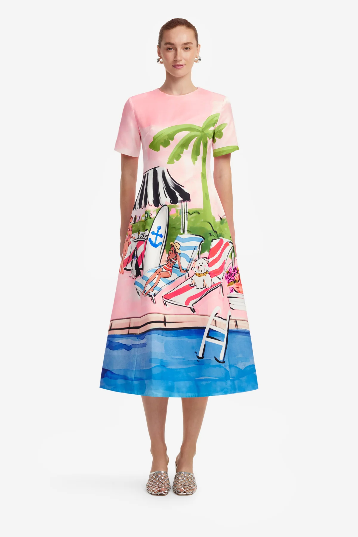 Caroline Short Sleeve Midi Dress - Riviera Print - Image 2
