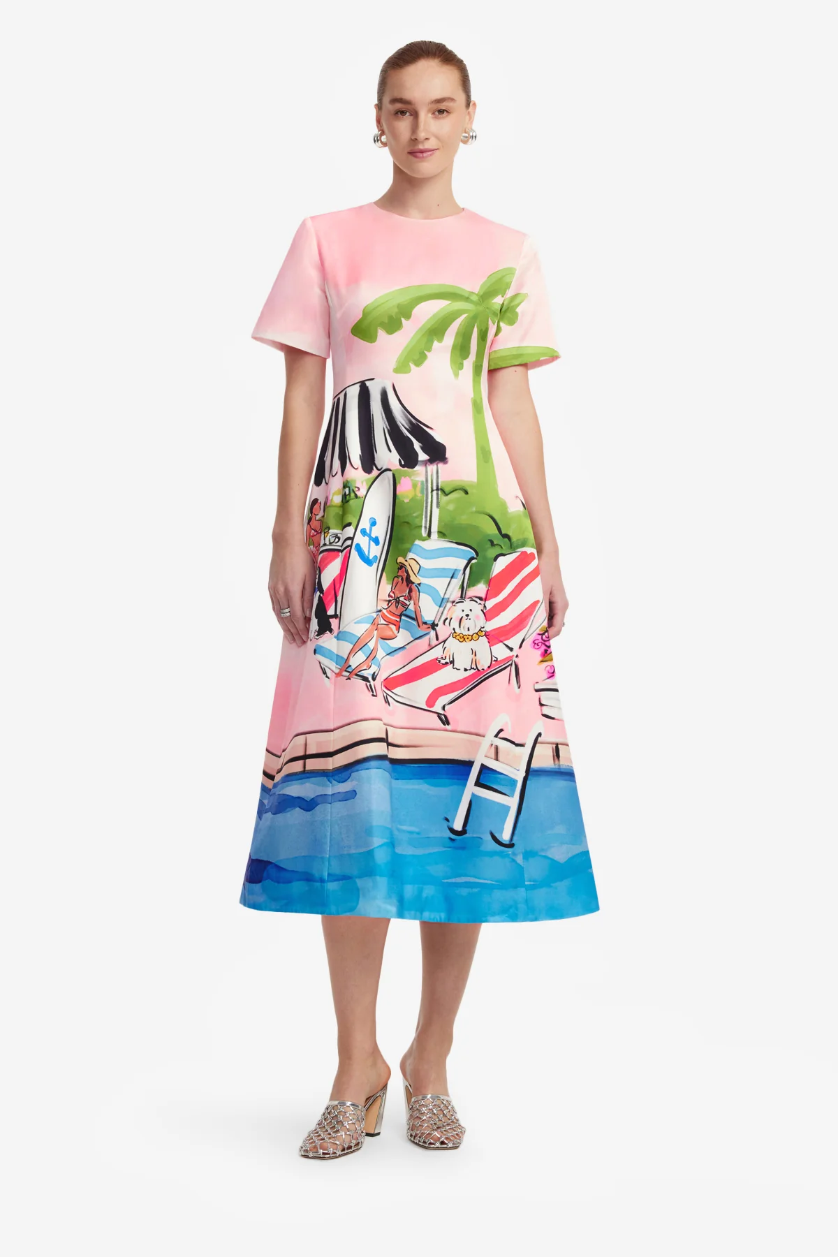 Caroline Short Sleeve Midi Dress - Riviera Print - Image 3