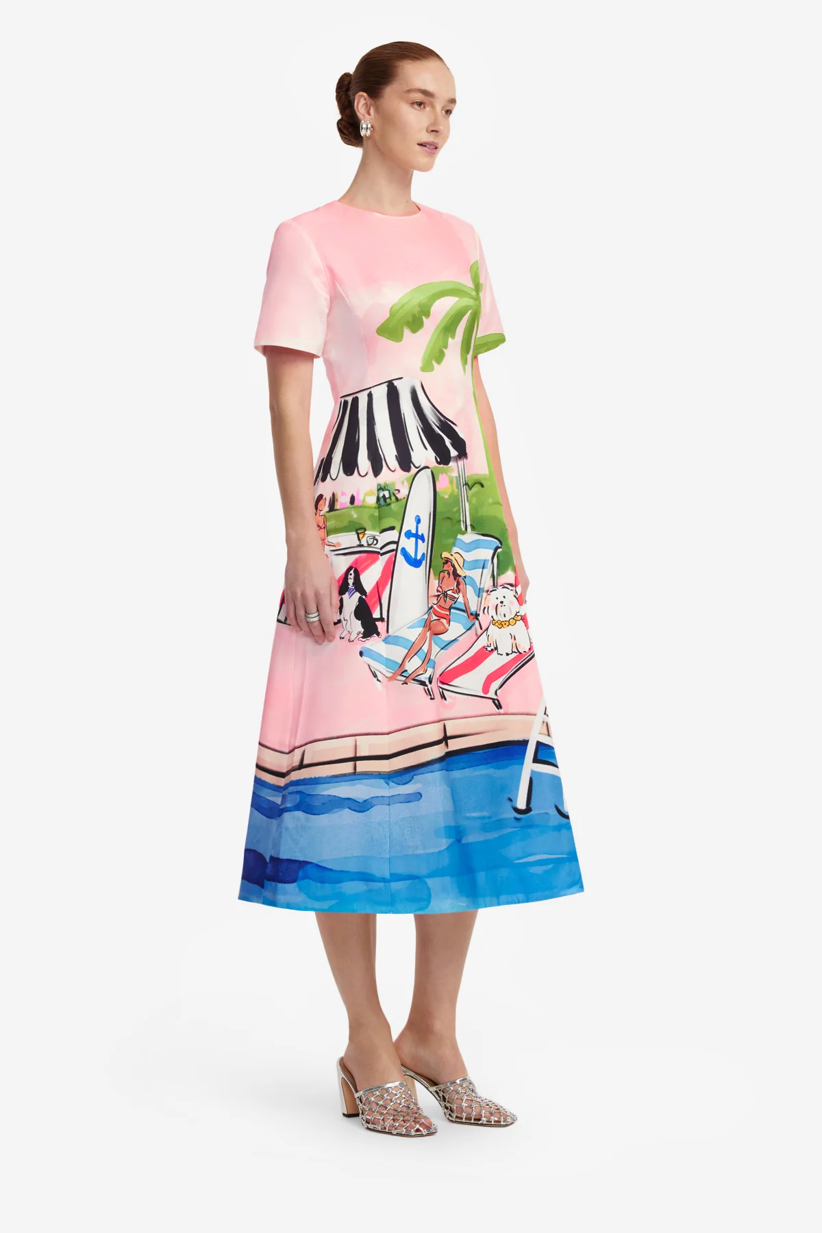 Caroline Short Sleeve Midi Dress - Riviera Print - Image 4