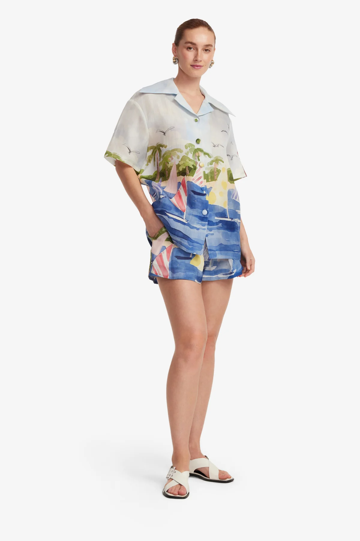 Casey Silk Button Shirt - Nautical Print - Image 4