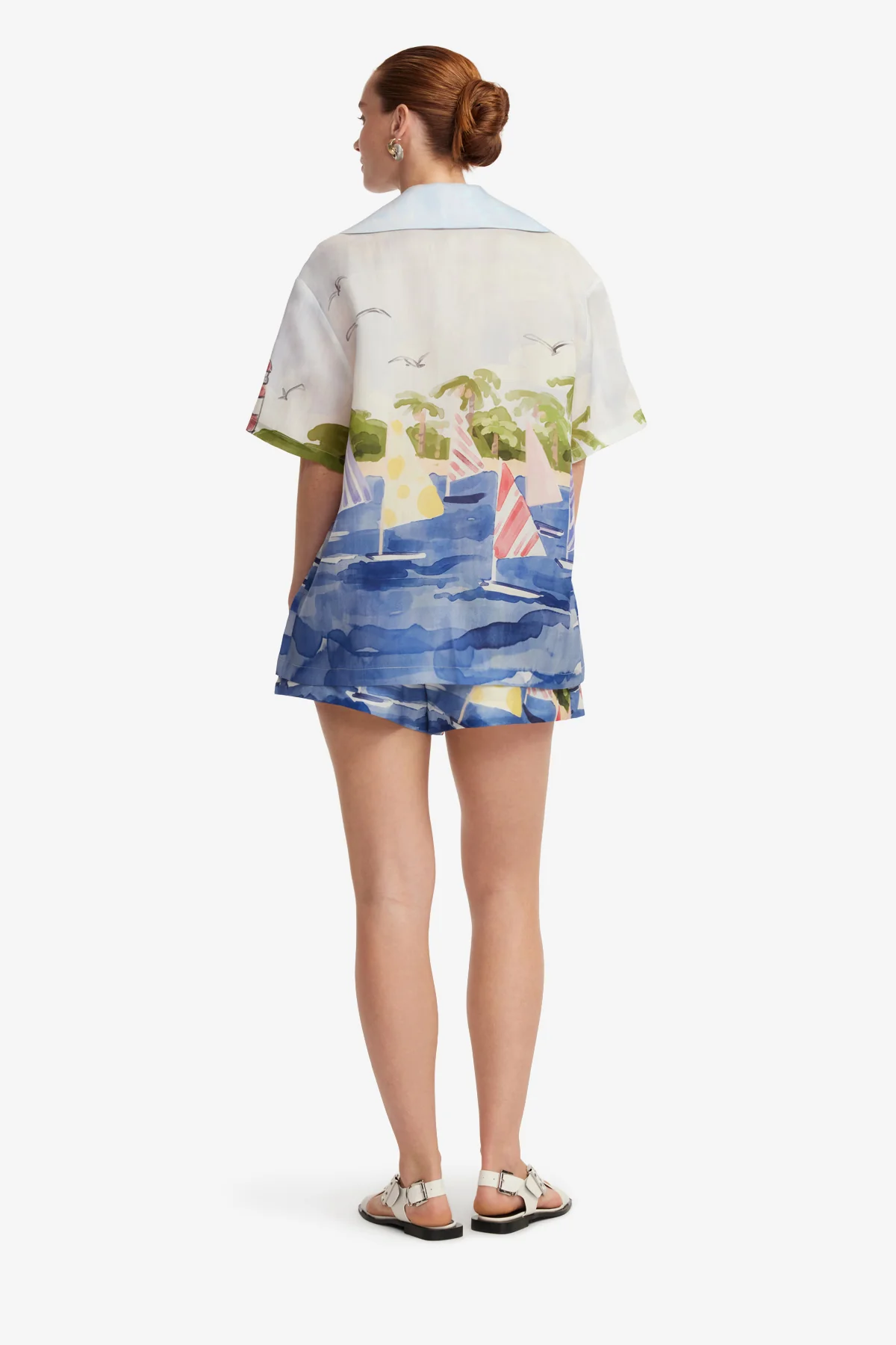 Casey Silk Button Shirt - Nautical Print - Image 5