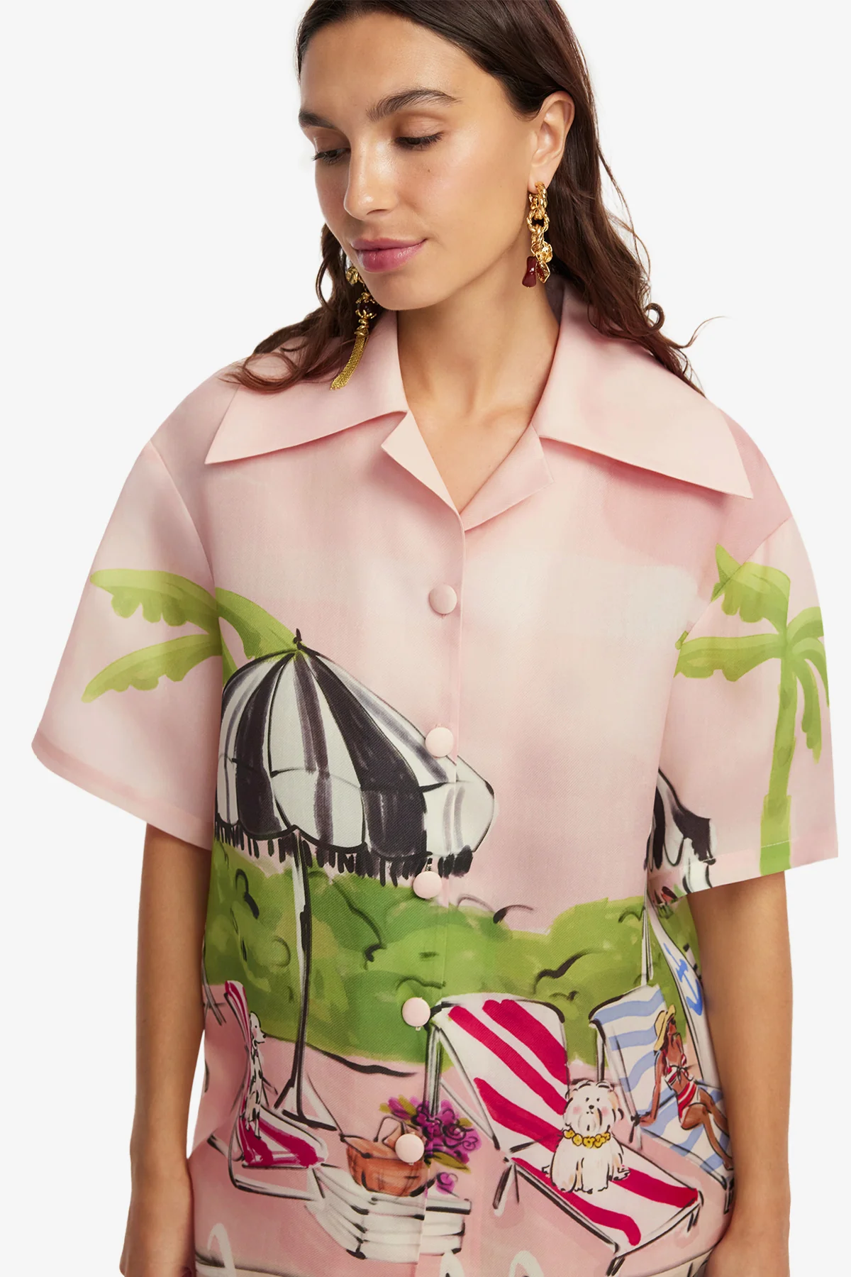 Casey Silk Button Shirt - Riviera Print - Image 6