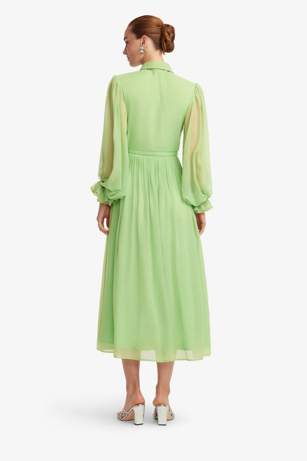 Cassie Tie Neck Midi Dress - Juniper Green - Image 5