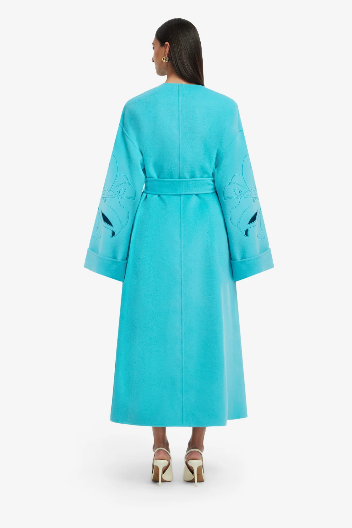 Celestine Appliqué Wool Coat - Aqua - Image 5
