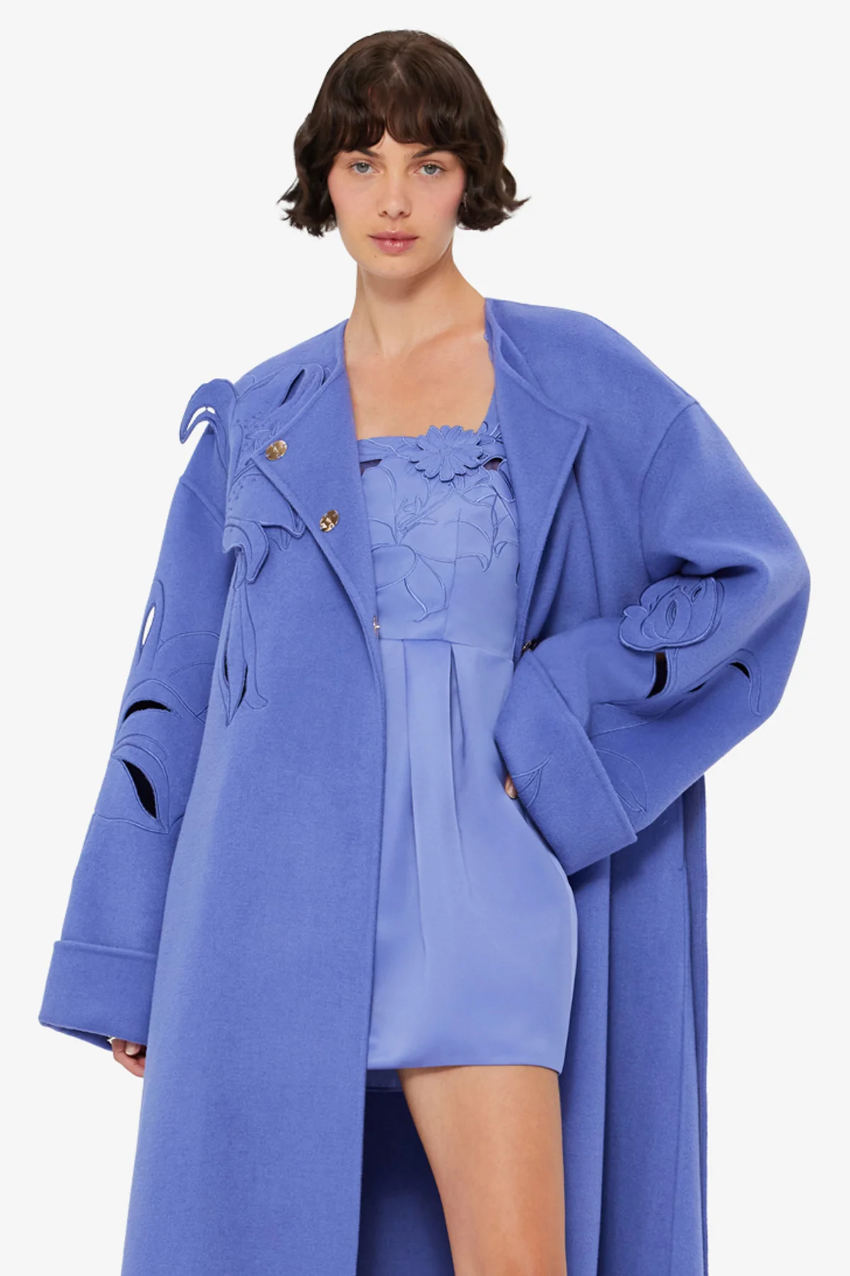 Celestine Appliqué Wool Coat - Moonlight - Image 6