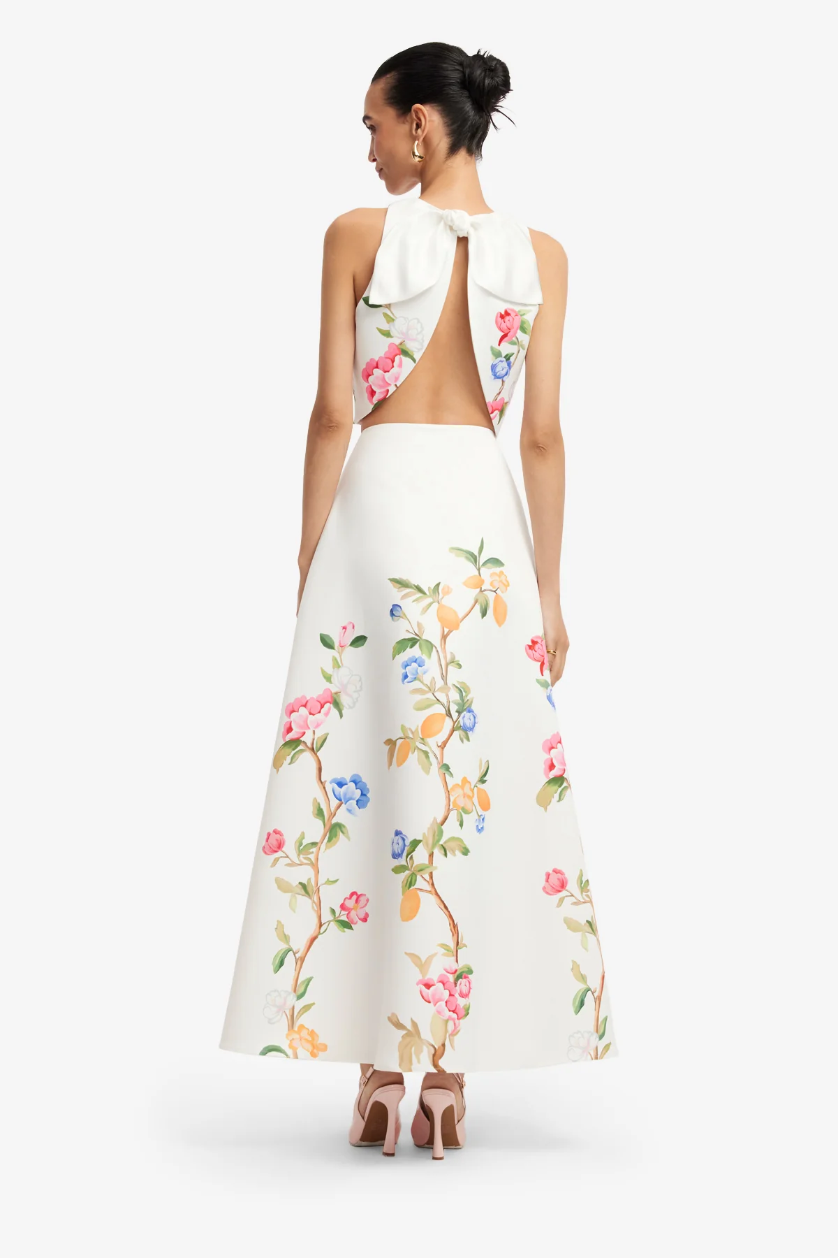 Clara Maxi Skirt - Lemon Vine Print in Snow - Image 5