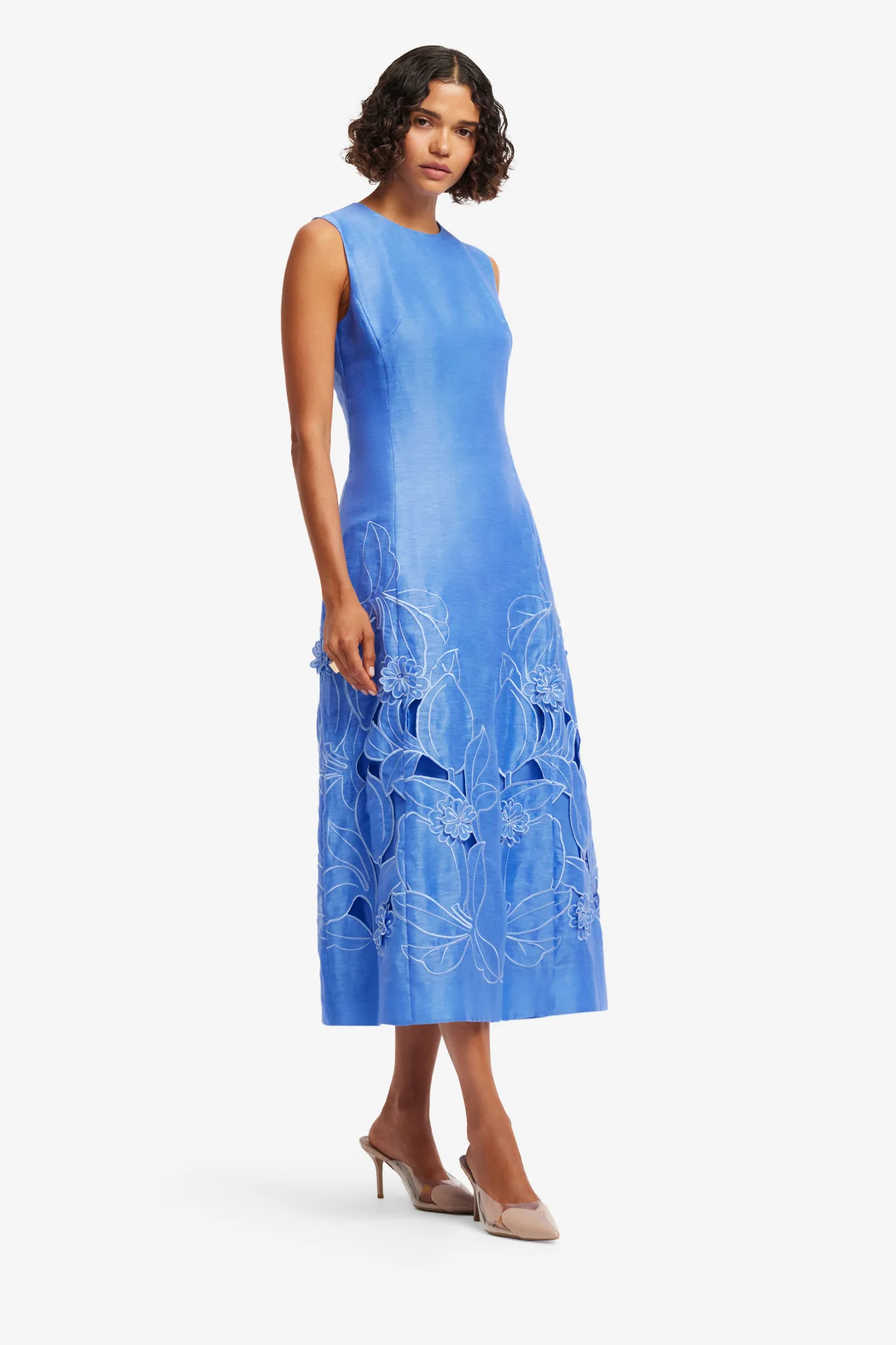 Cleo Appliqué Sleeveless Midi Dress - Azure - Image 4