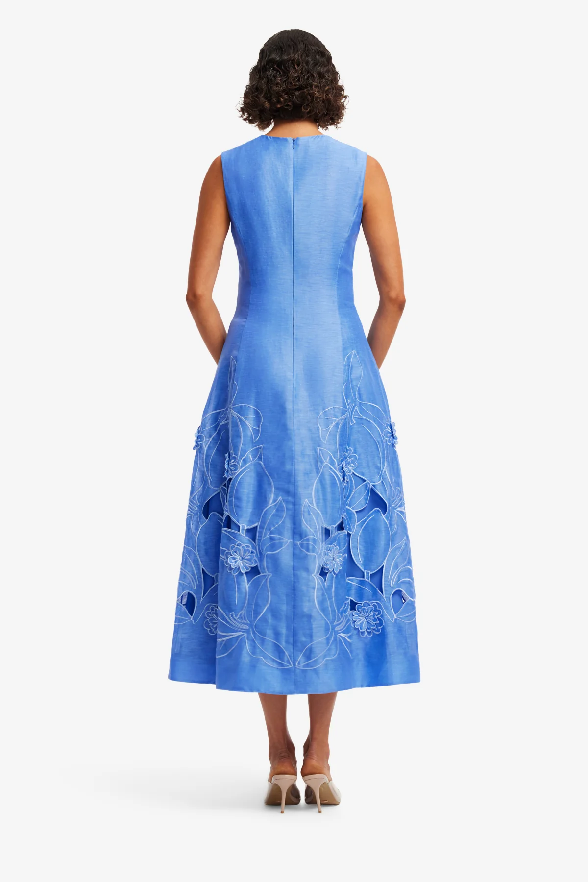 Cleo Appliqué Sleeveless Midi Dress - Azure - Image 5
