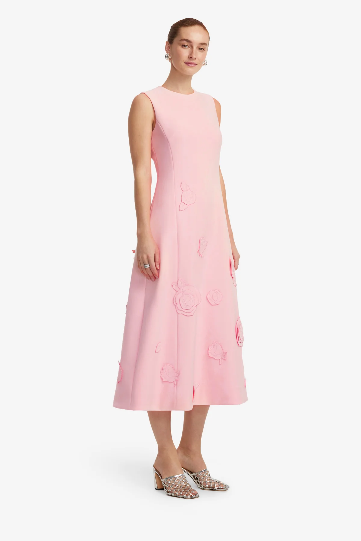 Cleo Appliqué Sleeveless Midi Dress - Blush Pink - Image 4