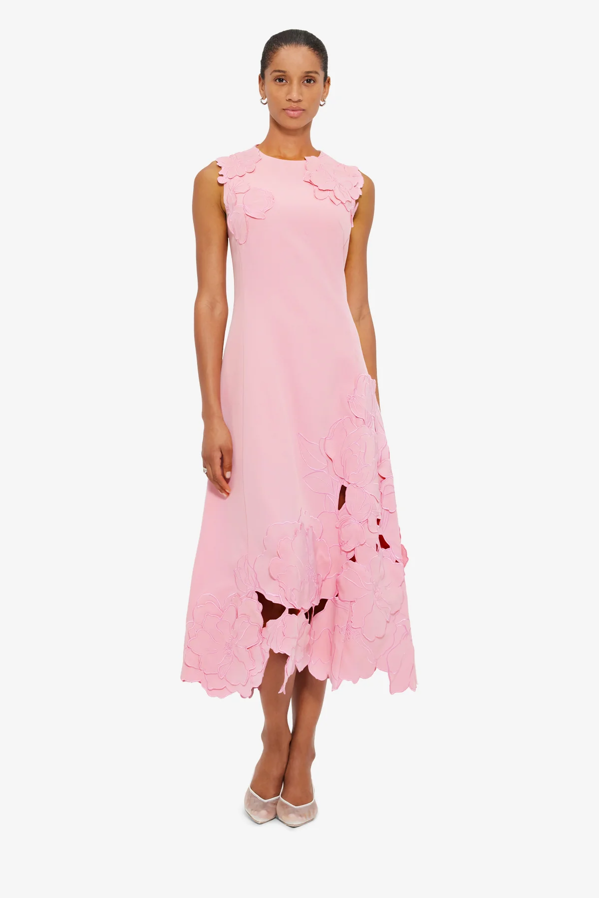 Cleo Appliqué Sleeveless Midi Dress - Flamingo - Image 3