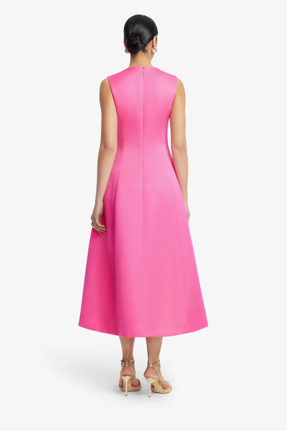 Cleo Appliqué Sleeveless Midi Dress - Peony Print in Fuchsia - Image 5