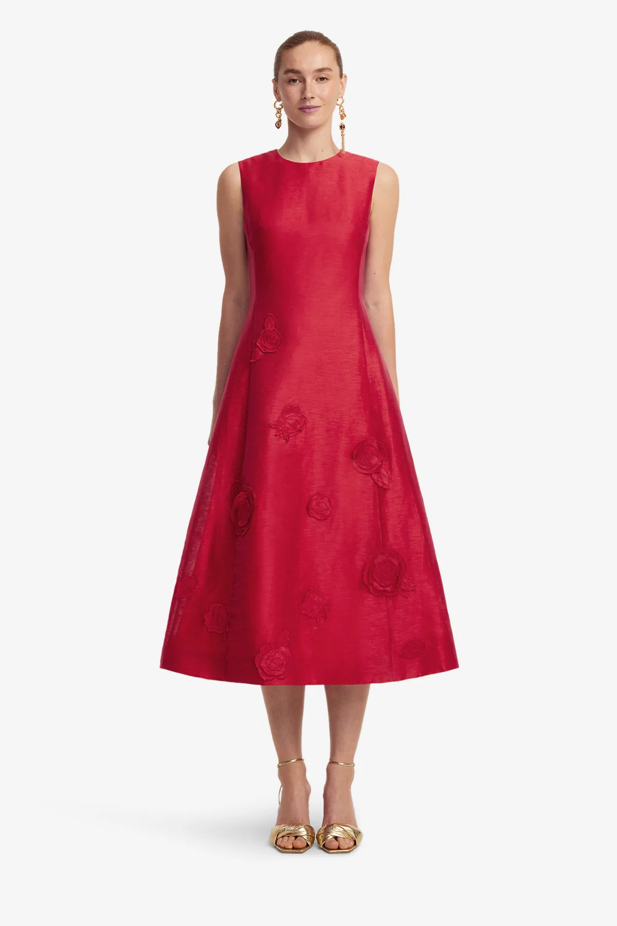 Cleo Appliqué Sleeveless Midi Dress - Scarlet - Image 2